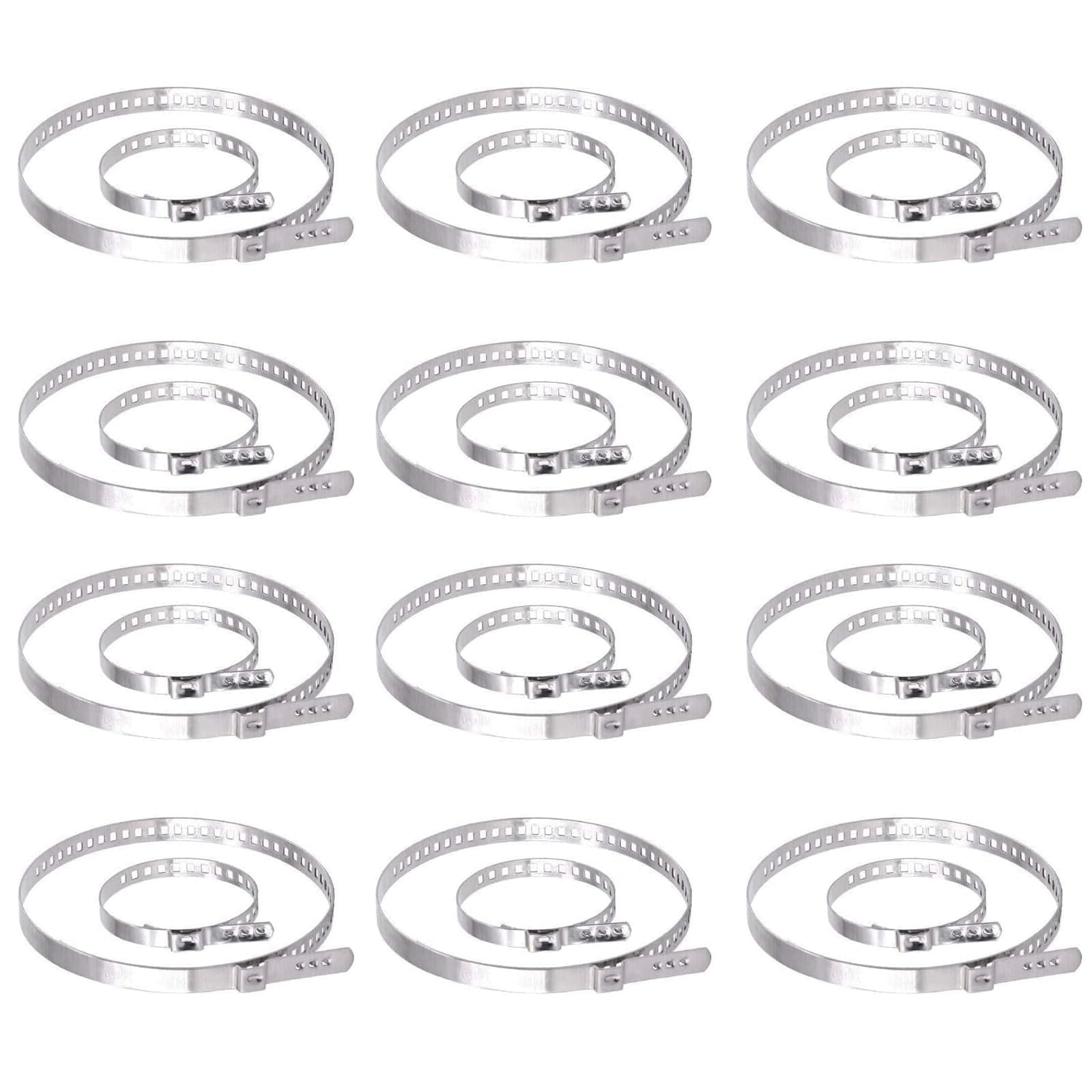 Twilight Garage 24PCS CV Boot Clamp Assortment Kit, Universal 12 Pcs Small & 12 Pcs Large Stainless Steel Adjustable Stainless Steel Drive Shaft Joint Boot Crimp Clamp for Most Cars