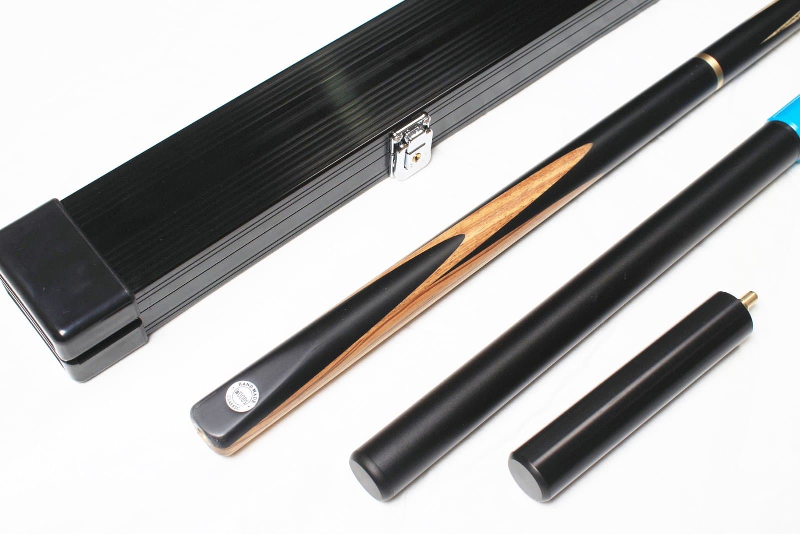 WOODS CUES 3/4 Jointed Hardwood ASH 60 inches Billiard/Pool CUE with Mini Butt. Tele. Extension, Packed in Aluminum Lockable Case