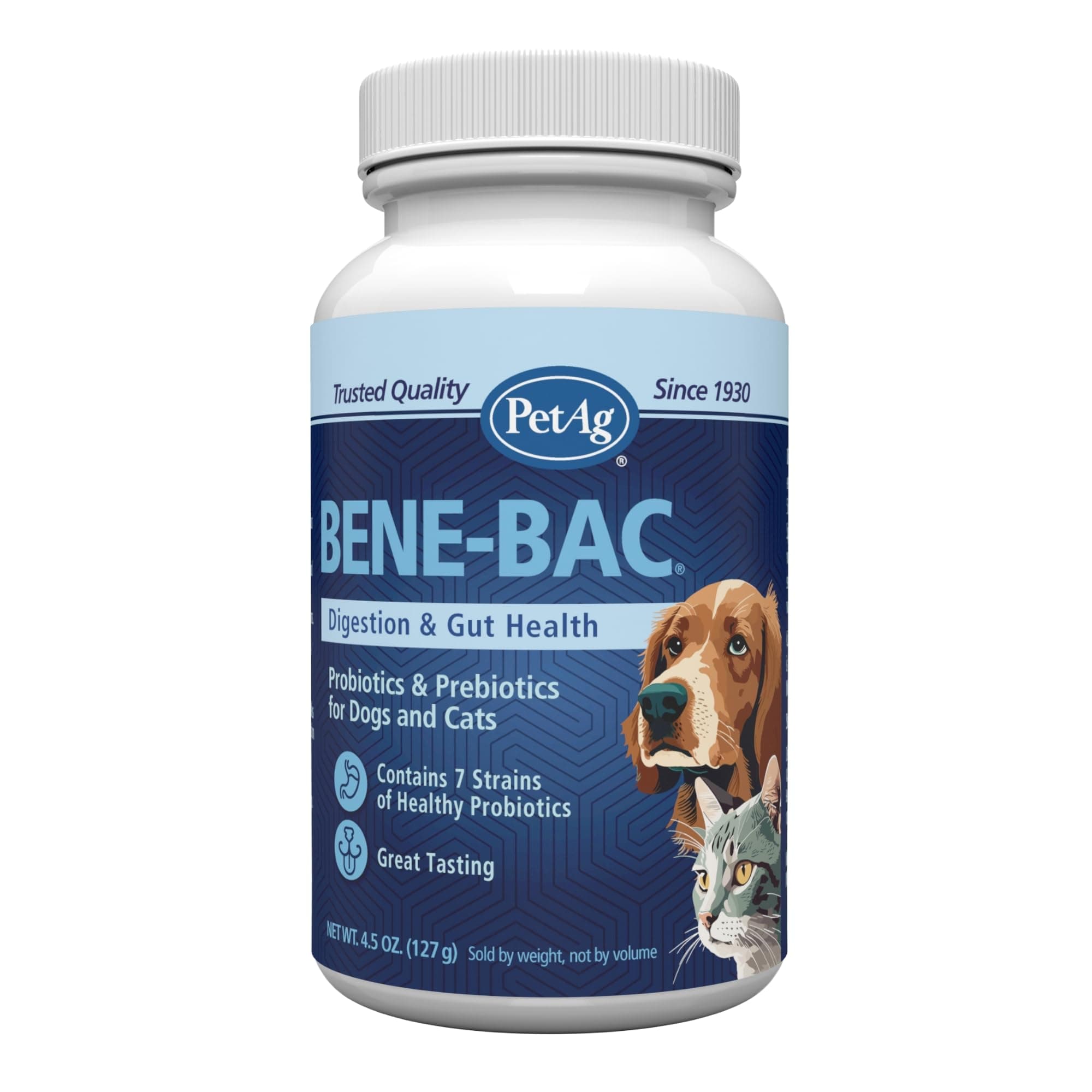 - PetAg Bene-Bac - 4.5 oz Powder - Probiotics for Dogs, Cats, Exotic & Wildlife Mammals