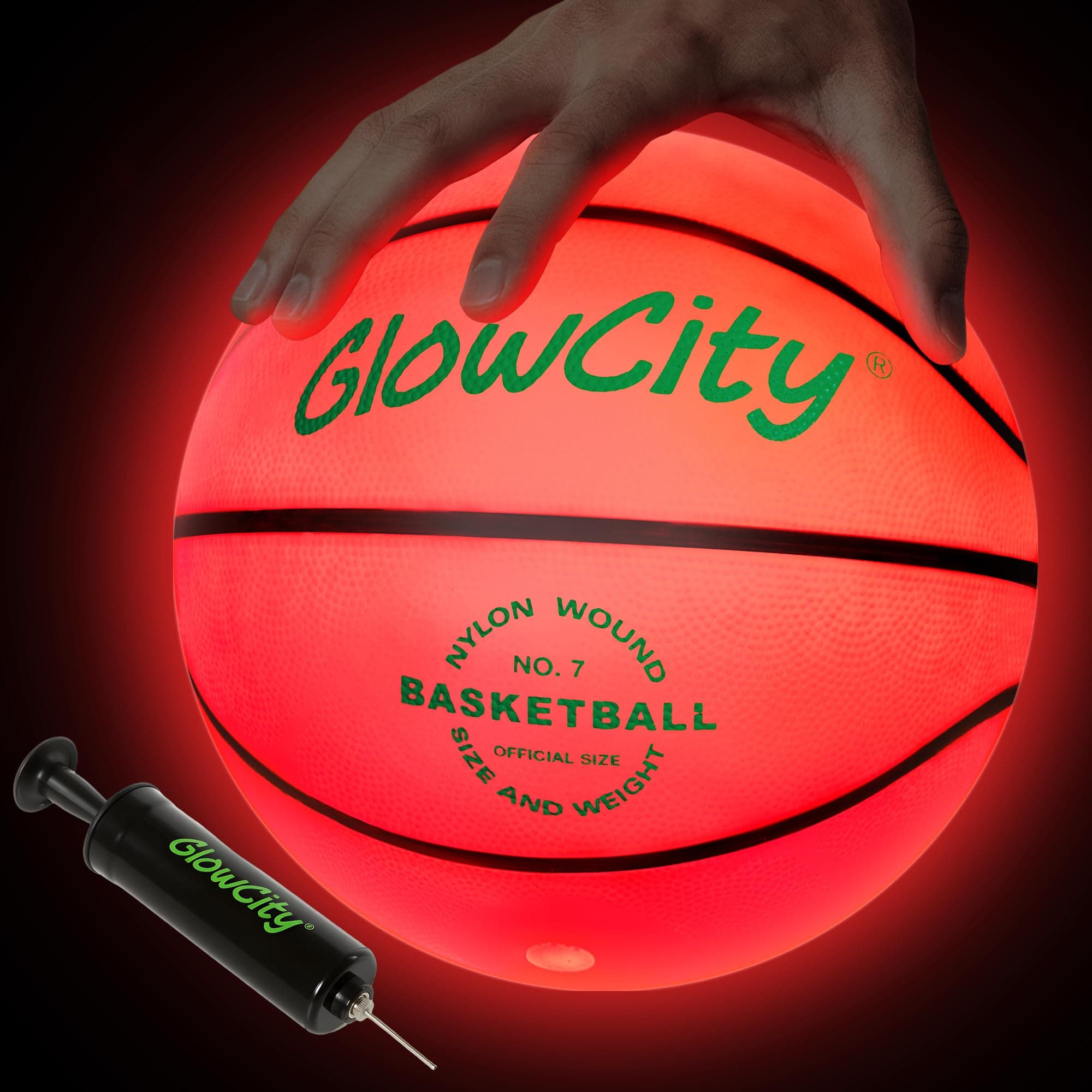 GlowCity Glow in The Dark Basketball - Size 5, 6, 7 Light Up Ball for Kids, Teens & Adults - Night Outdoor Games - Sports Birthday Gifts Ideas for Boys Ages 6 7 8 9 10 11 12 13 14 15