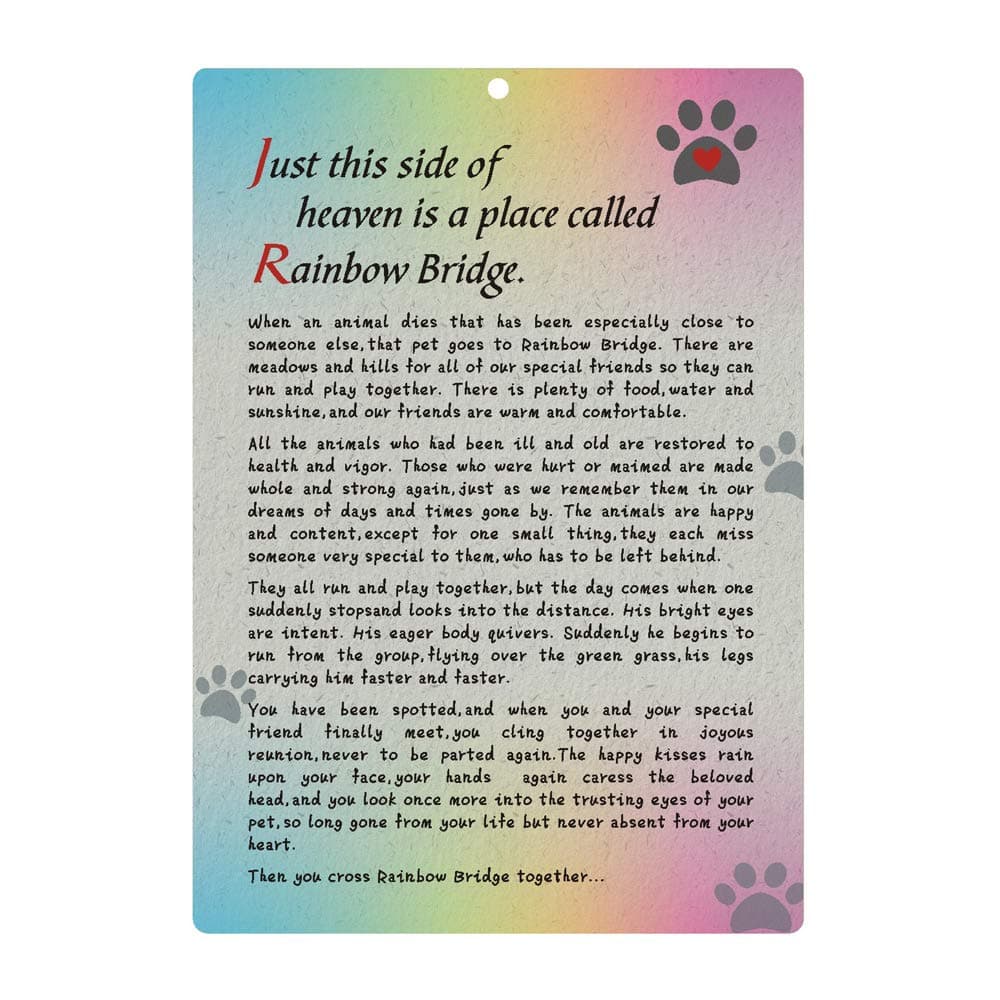 BeLifer Pet Sympathy Memorial Card - Rainbow Bridge Poem Card for Loss Dog Keepsake Gifts Card with Envelope, Remembrance Mourning Card