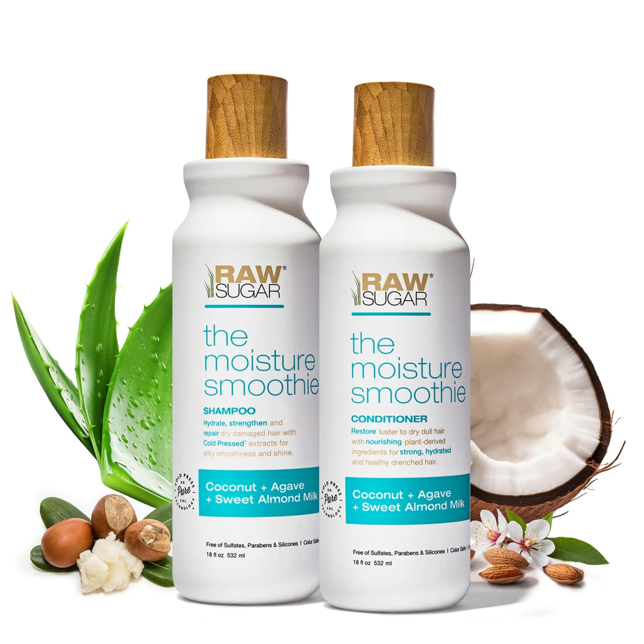 Moisture Smoothie Shampoo and Conditioner with Coconut Oil, Agave, & Sweet Almond Milk, Hydrates & Nourishes Dry Hair, Formulated without Sulfates + Parabens