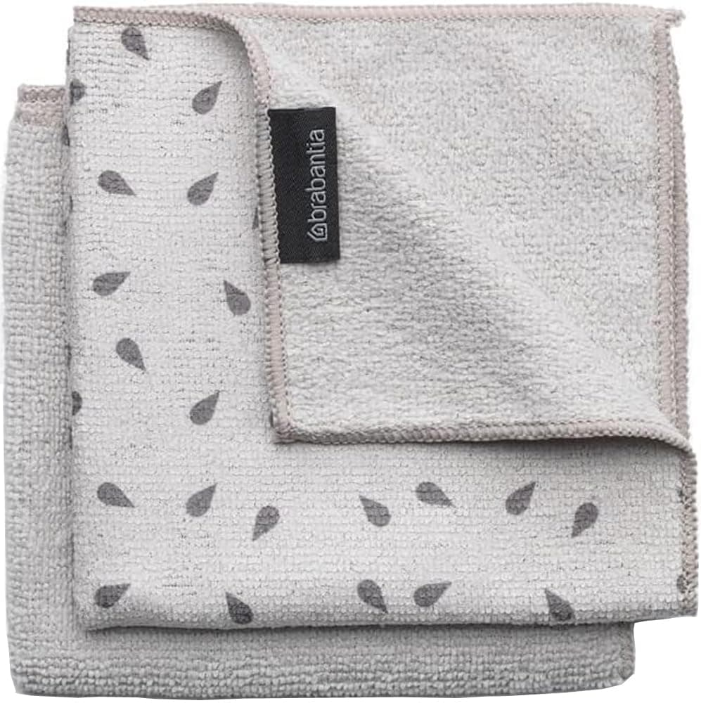 Microfibre Cleaning Cloths (x 2), Machine Washable, Light Grey