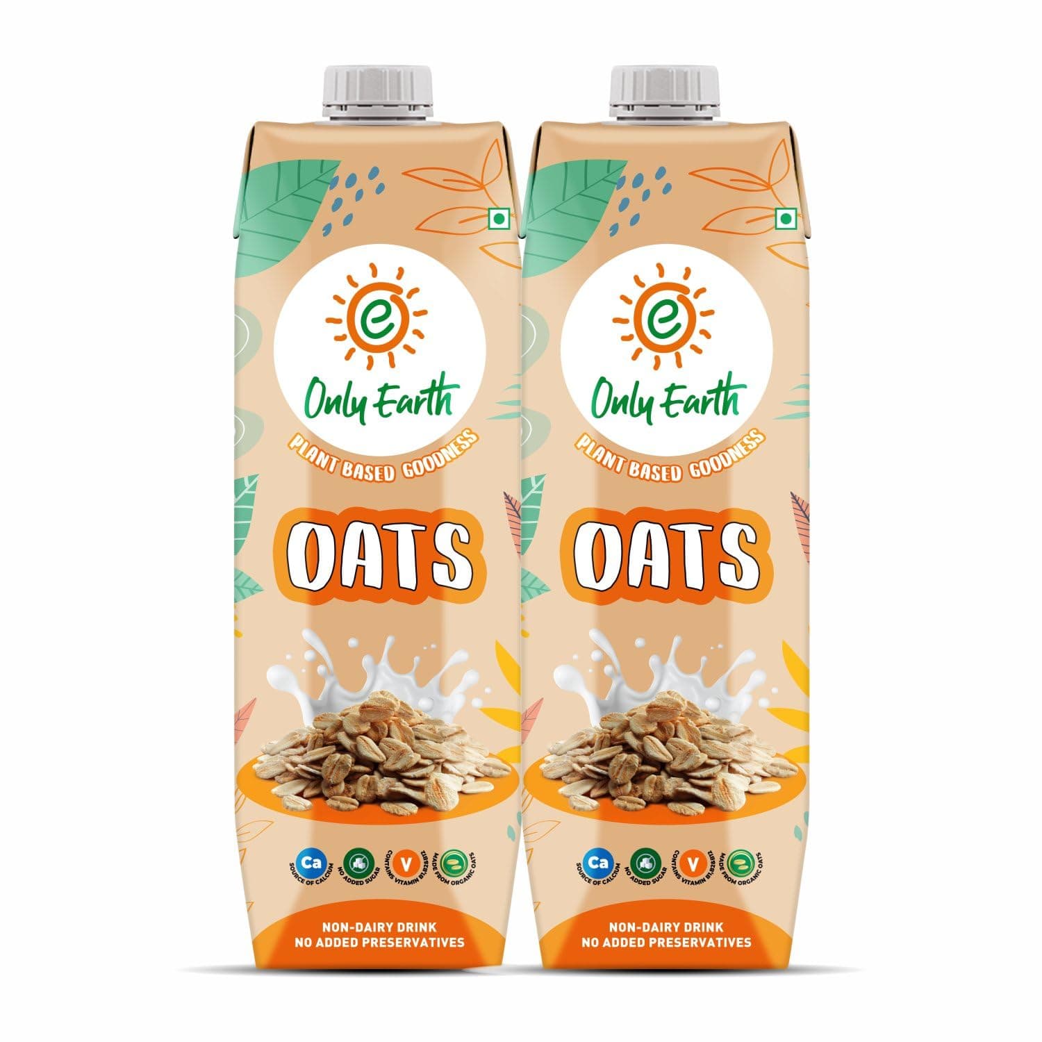 Only Earth Oats Beverage| Unsweetened Drink | Lactose Free | Preservatives Free | Plant Based | Dairy Alternative | Source of Calcium | Source of Vitamin B1, B2 & B12 1 Litre (Pack of 2)
