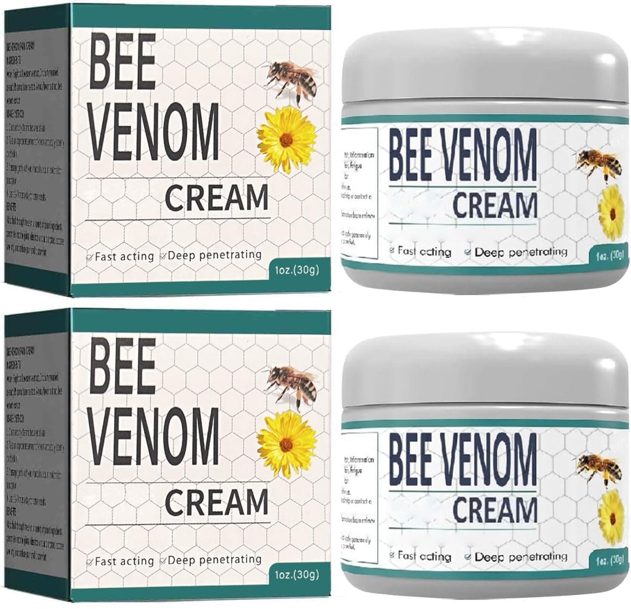 2PCS Bee Venom Moisturizing Cream, New Bee Venom Cream, Provides for ack,Neck,Hands,Feet Joints Etc.