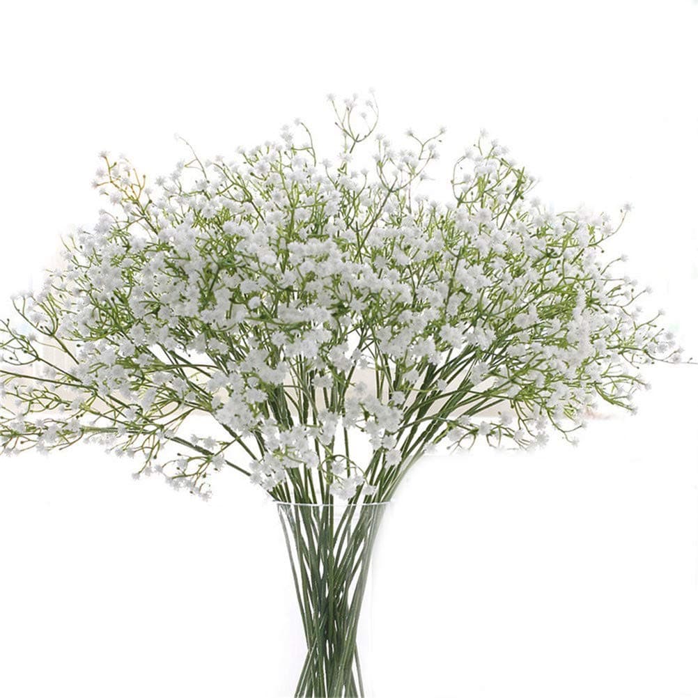 9PCS Long Stem Artificial Baby Breath Flowers Fake Real Touch Gypsophila for Home Office Indoor Outdoor Wedding Decoration Festive Furnishing,White