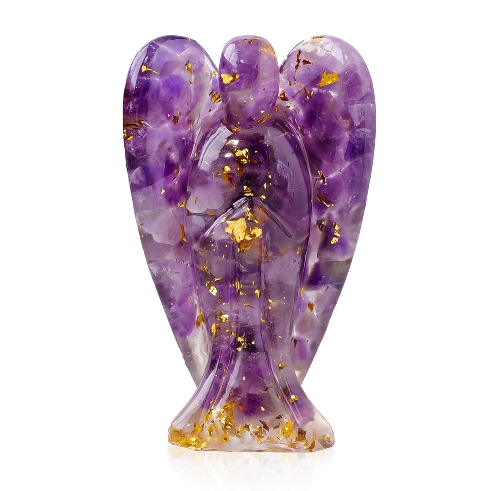 Natural Crystal Amethyst Angel Resin 2.67" Crushed Stone Decoration Desk Decoration Angel Statue Healing Crystal Home Ornament Guardian Statue Decoration
