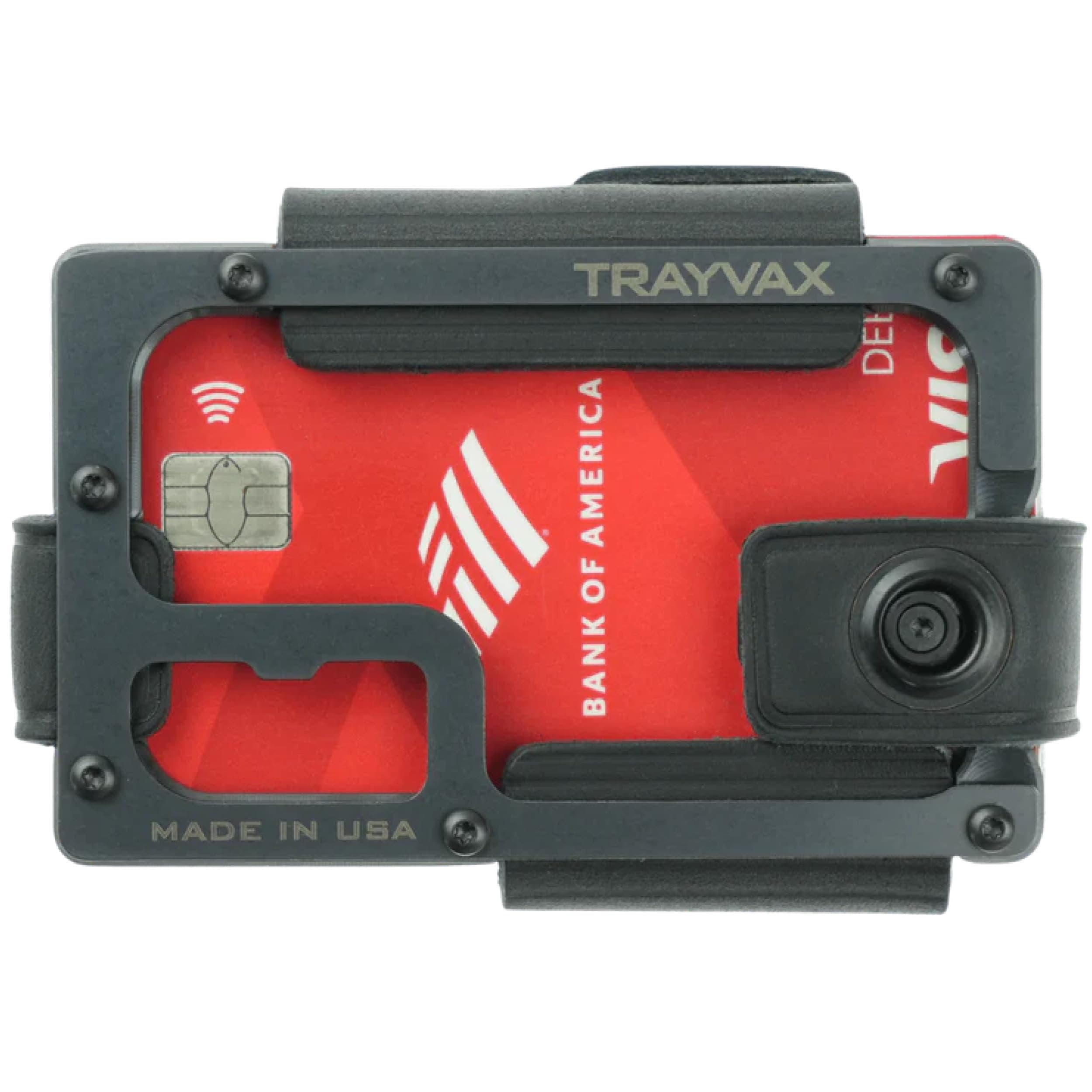 Trayvax Contour Minimalist Wallet Tactical Armor Steel Front Pocket RFID, Lite Black, Modern