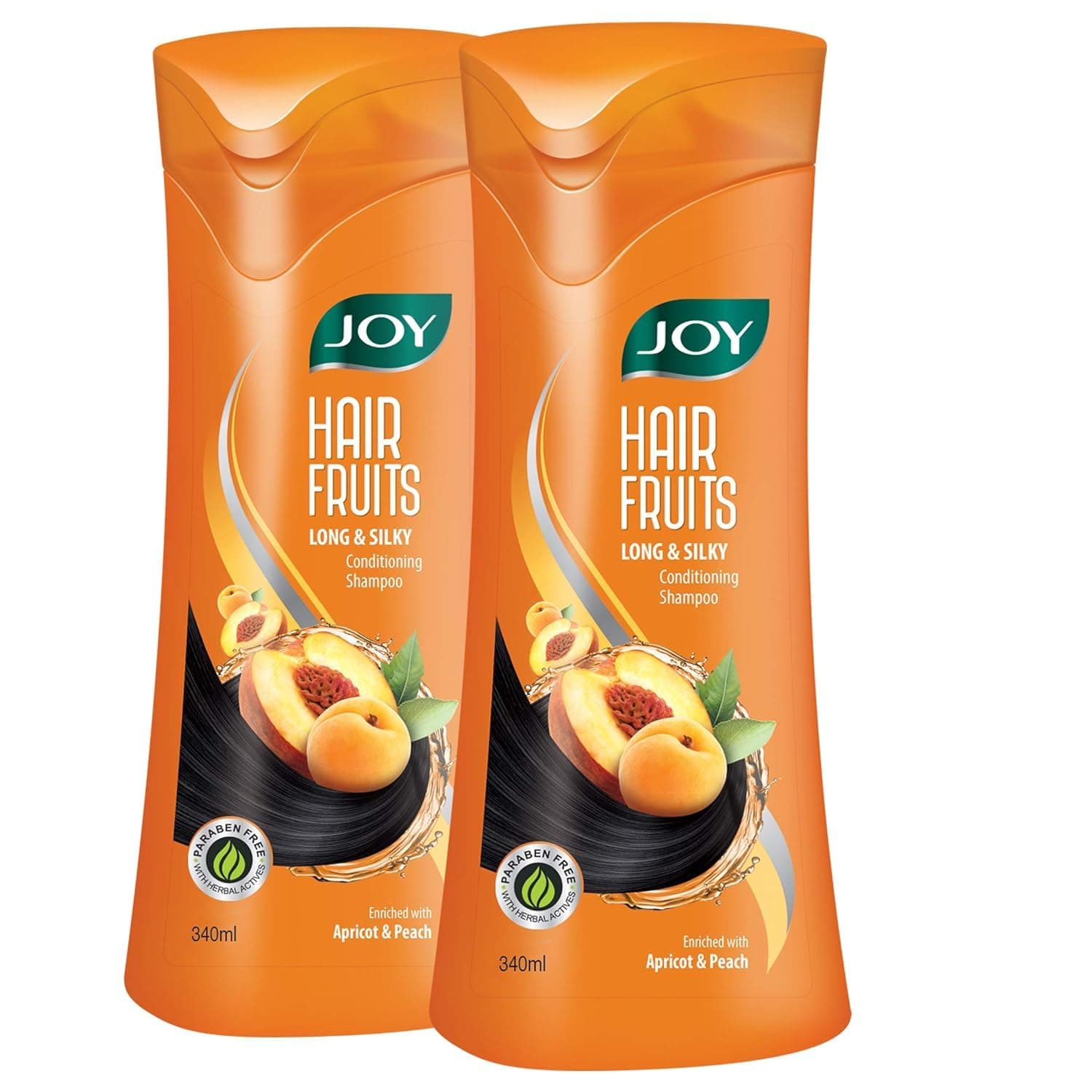 Joy Hair Fruits Long & Silky Conditioning Shampoo Enriched with Apricot & Peach ( 2 X 340ml )
