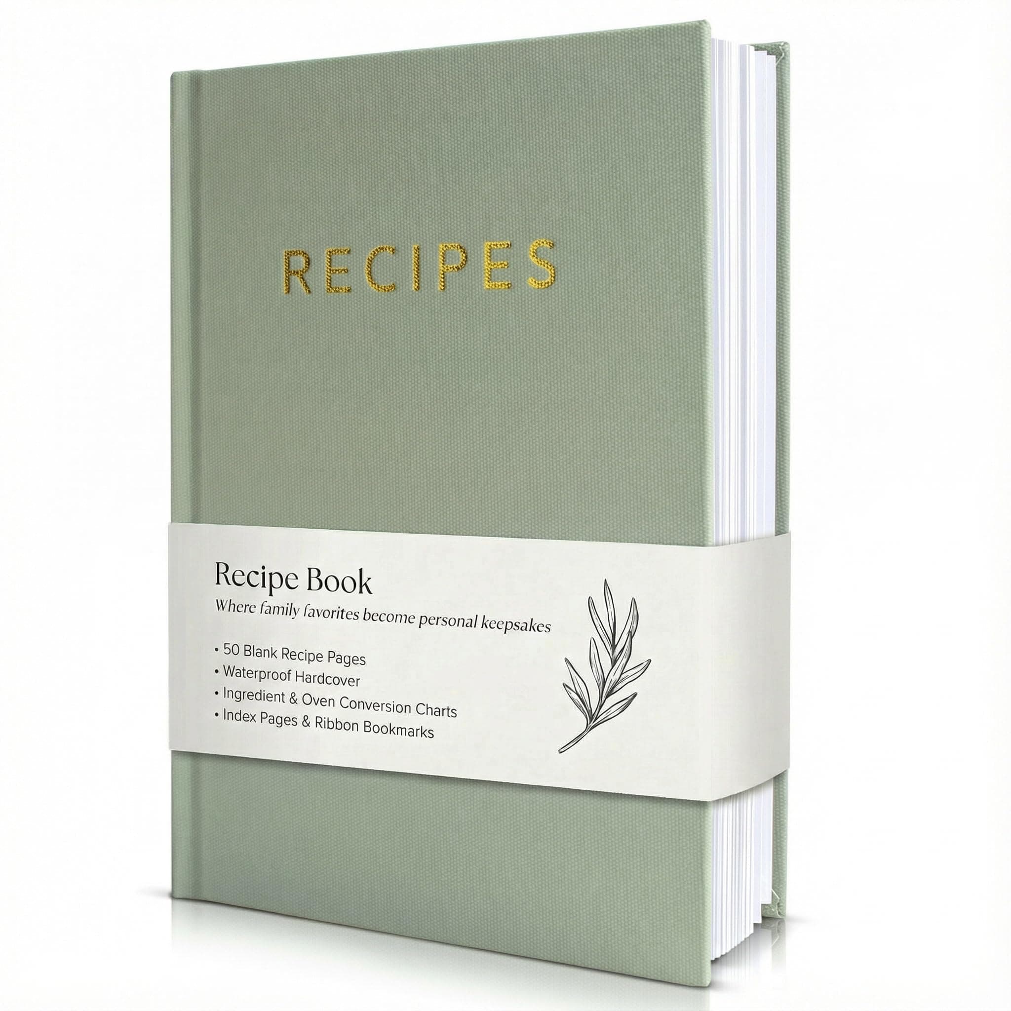 ZICOTO Aesthetic Blank Recipe Book with Waterproof Cover - The Perfect Recipe Notebook to Write in Your Own Recipes - Simplified Blank Cookbook to Organize Your Recipes