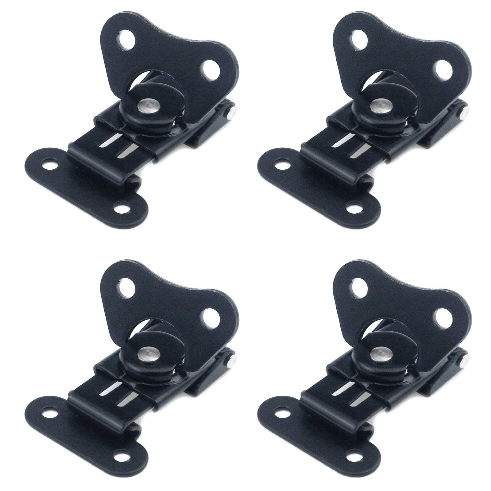MY MIRONEY 4-Pack Black Spring Loaded Butterfly Twist Latch and Keeper Metal Hardware Toggle Clamp Hasp Box Chest Closure with Screws for Flight Case,1.97" x 1.5"