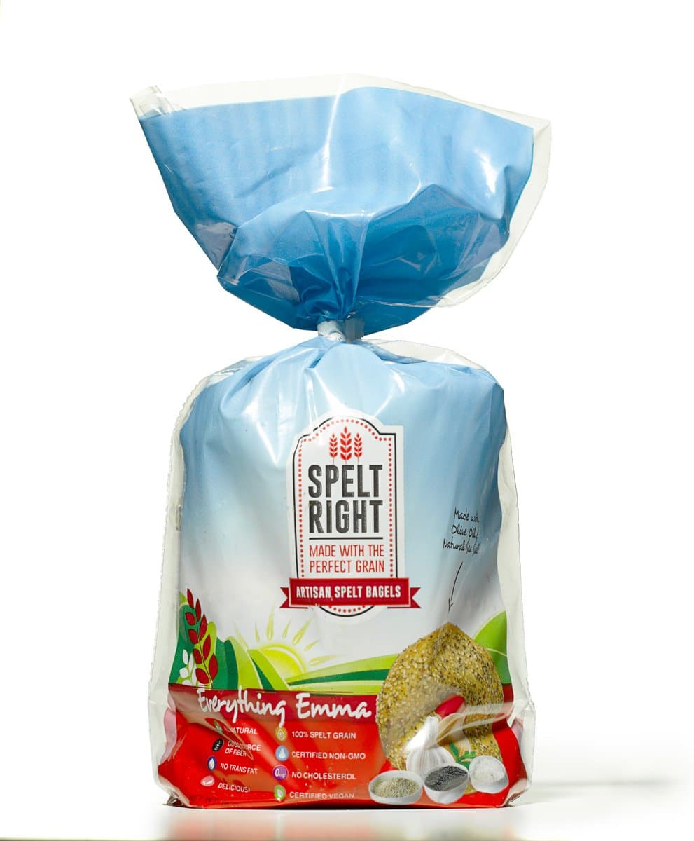 Spelt Right Bagels - Variety Pack (2 Units of Everything Emma, 1 Plain and 1 Whole Grain (4 Units/ 5 Bagels Per Package/ 14 Oz. Bag)