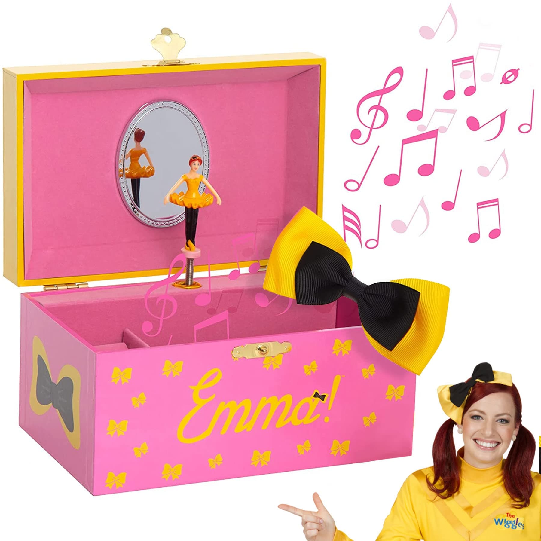 The Wiggles Emma Musical Jewelry Box - Comes with Wearable Hairbow - Gift for Wiggles Fans - Music For Kids - Wiggles Toys - Fruit Salad Australian