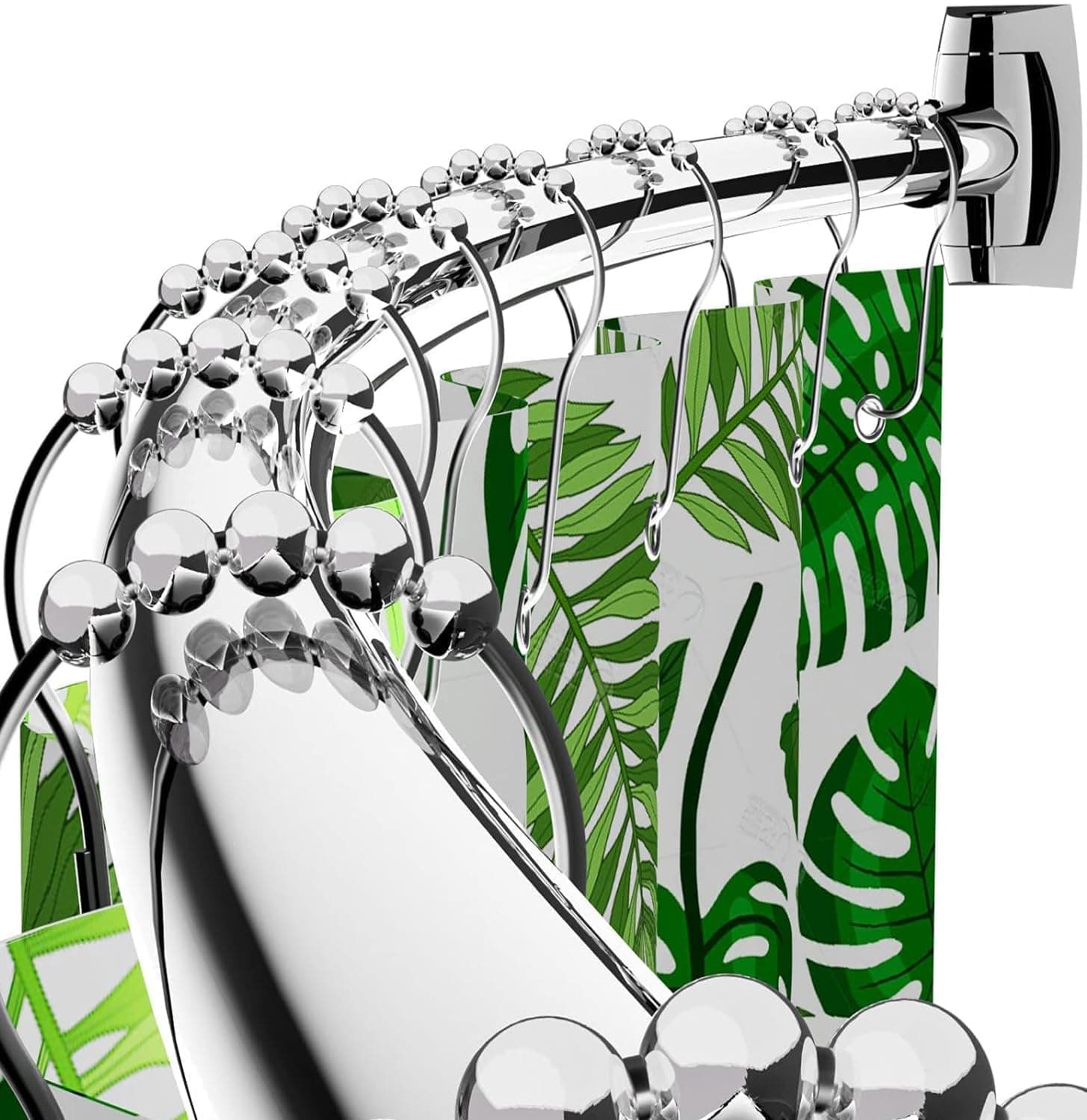 Curved Shower Curtain Rod for Bathroom, 40-72 Inches Adjustable Curved Shower Rod, 0.9MM Rustproof Shower Curtain Rod with Rotating Brackets for Extra Shower Space, Need to Drill, Chrome