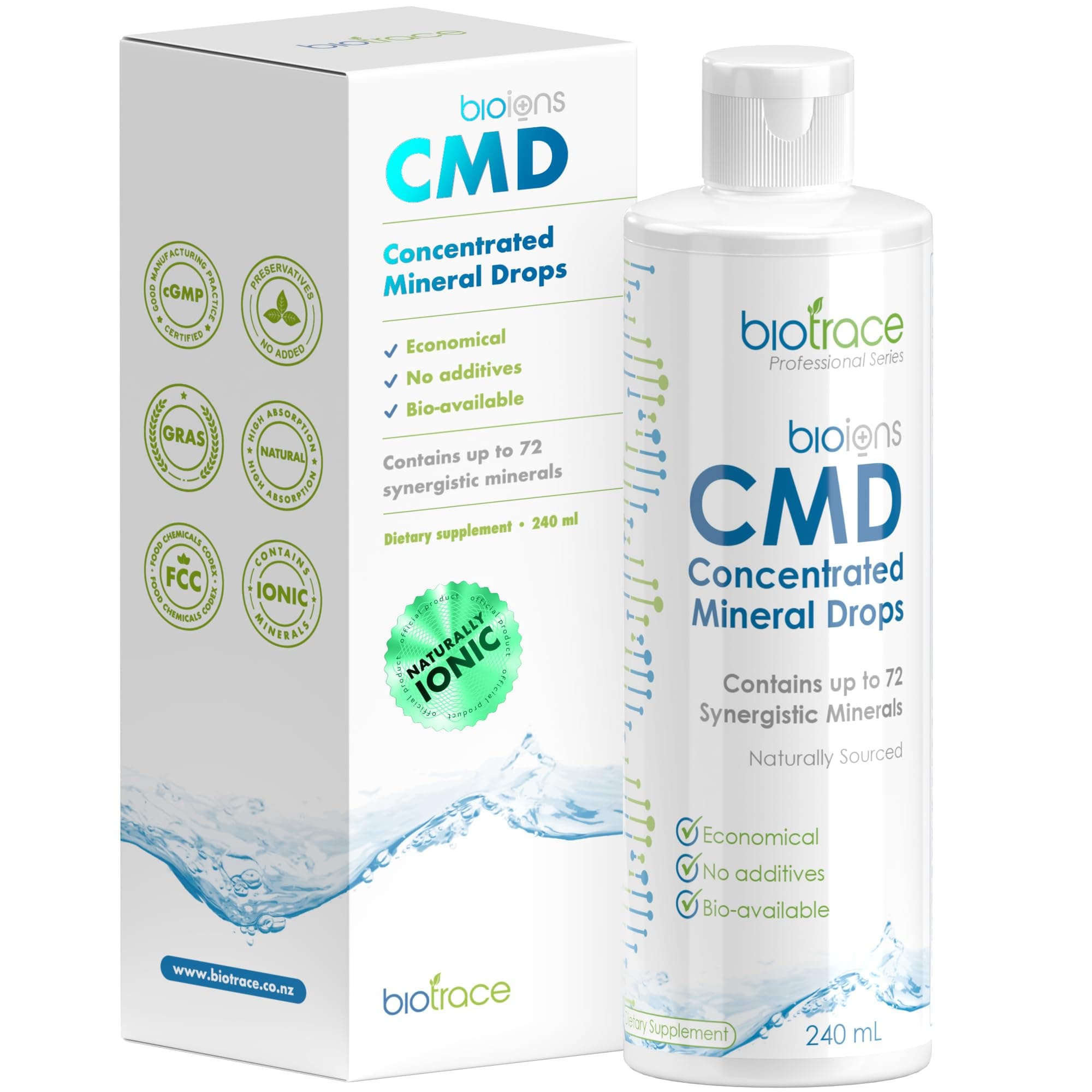 BioTrace Dead Sea Trace Mineral Drops | 72+ Concentrated Trace Minerals, Ionic Liquid Magnesium, Chloride, Potassium | Low Sodium | Energy, Electrolytes, Hydration | 96 Day Supply, 8 fl oz (Pack of 1)