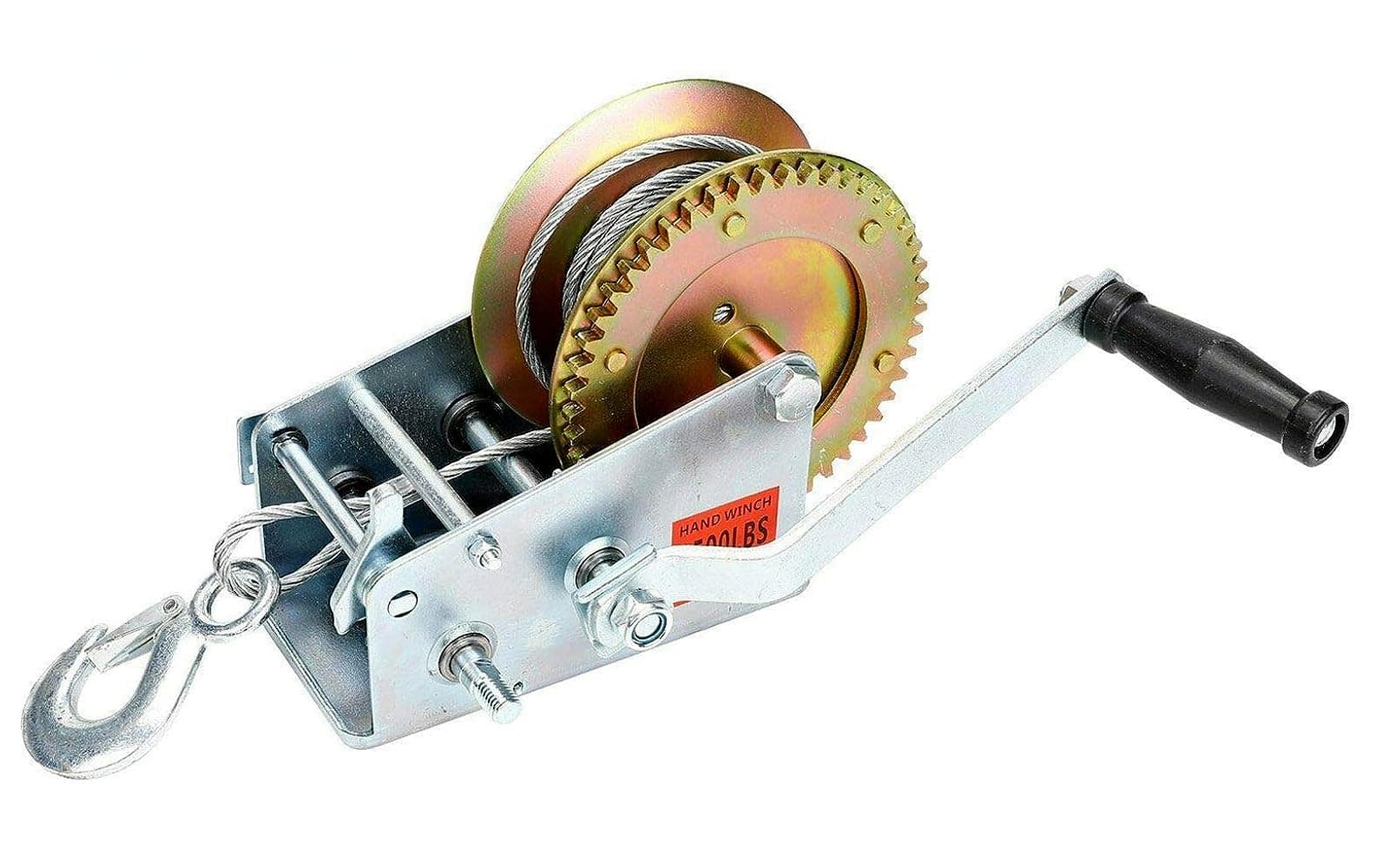 EASYBERG 3500lbs Dual Gear Hand Winch Hand Crank Manual Boat ATV RV Trailer 33ft Cable or Boat Haulage or Trailer mounting Conveniently drilled Holes in Base Allow Easy mouting