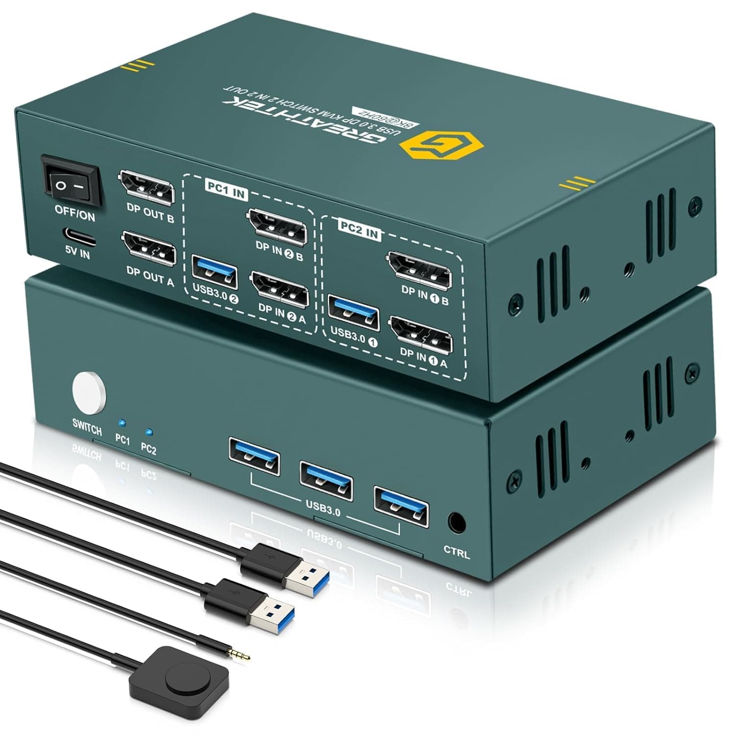 - 8K@60Hz Displayport KVM Switch 2 Monitors 2 Computers USB 3.0, 4K@240Hz KVM Switch Displayport with 3 USB 3.0 Ports Sharing Keyboard and Mouse, Printer/Scanner, Desktop Controller