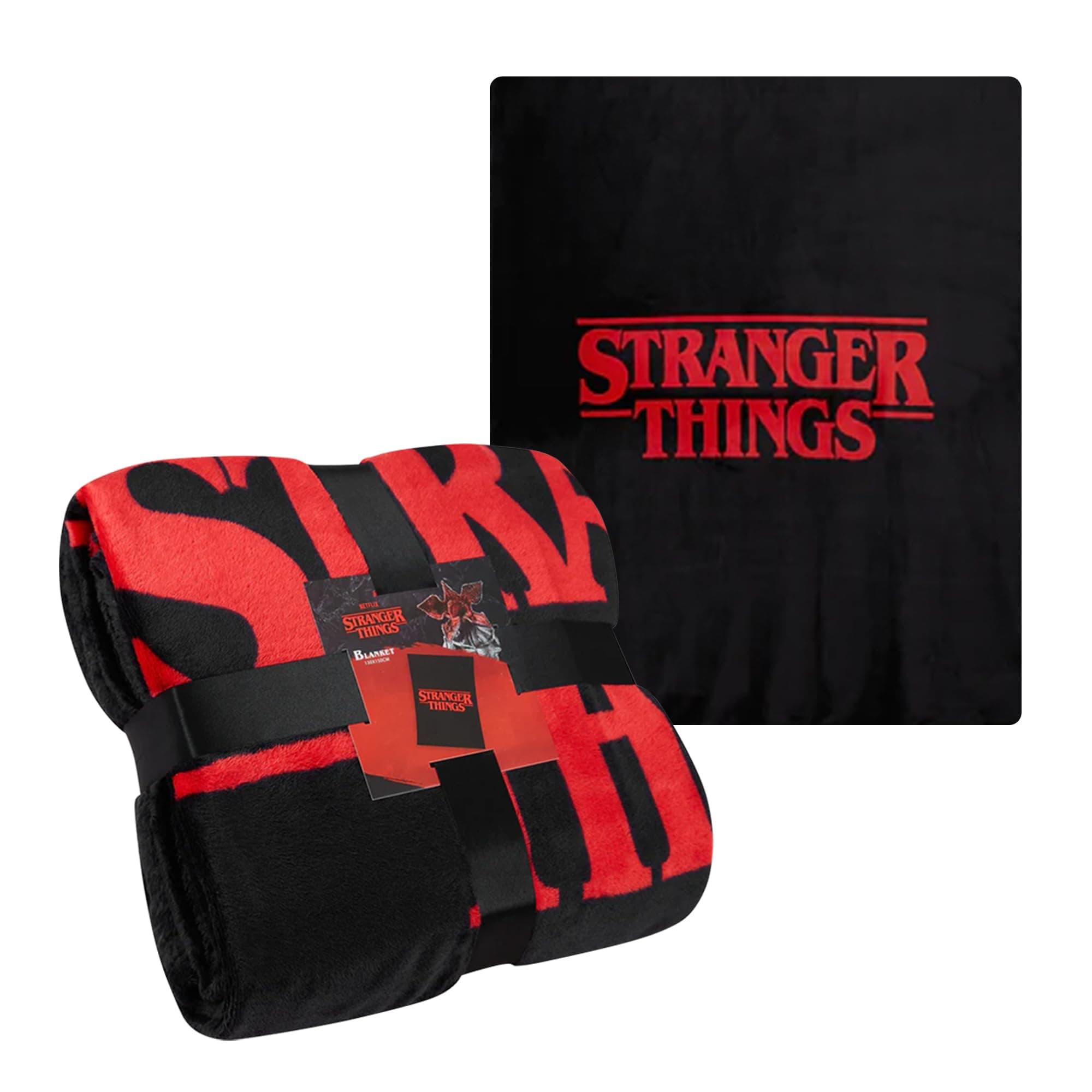 Stranger Things Blanket Throw Bedroom Accessories Fleece Blanket, Hellfire Club Soft Warm Winter Bed Throw 59.06 x 51.18 in Official Merch (Red)