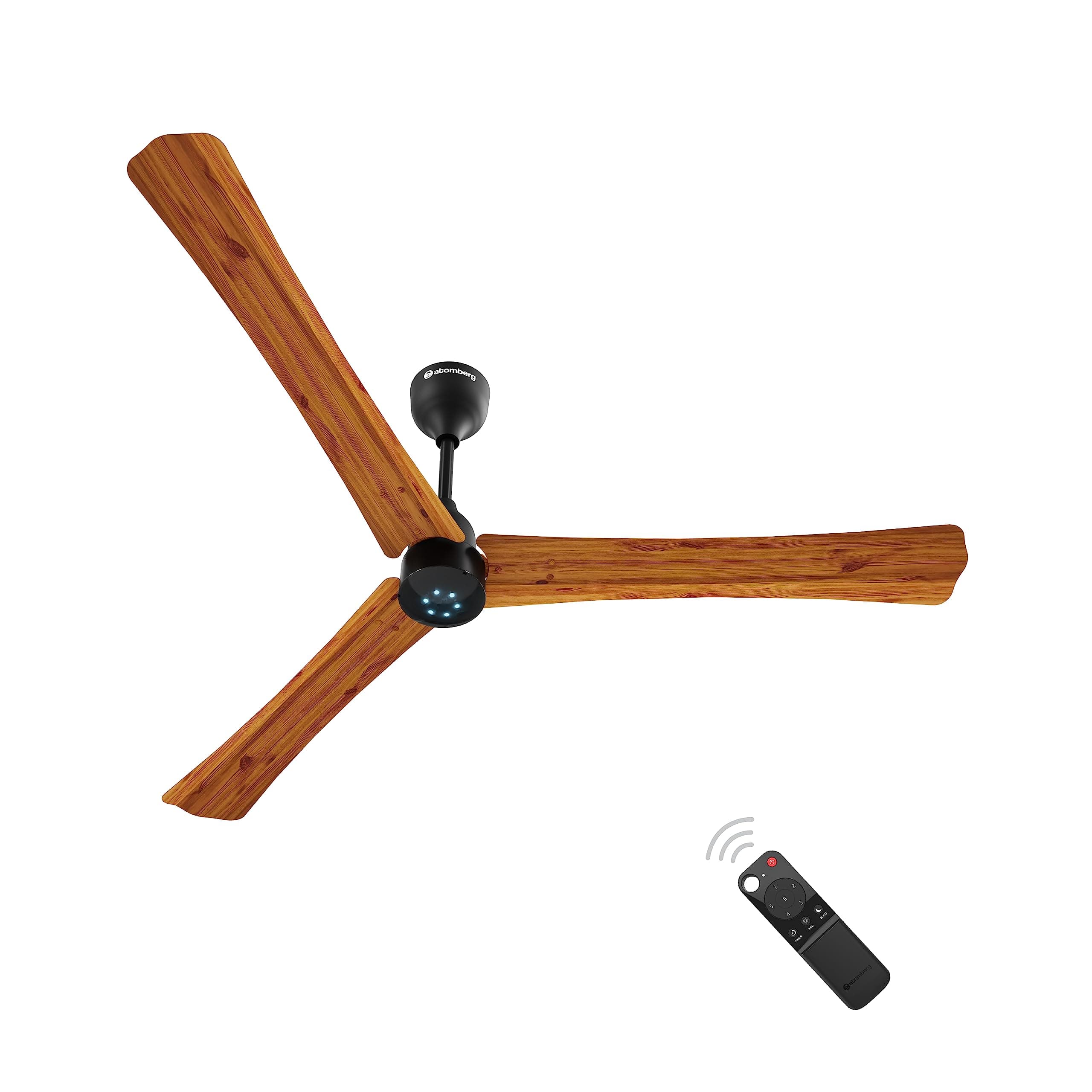 Renesa+ 1400mm BLDC Ceiling Fan with Remote Control | BEE 5 star Rated Energy Efficient Ceiling Fan | High Air Delivery with LED Indicators | 2+1 Year Warranty (Golden Oakwood)