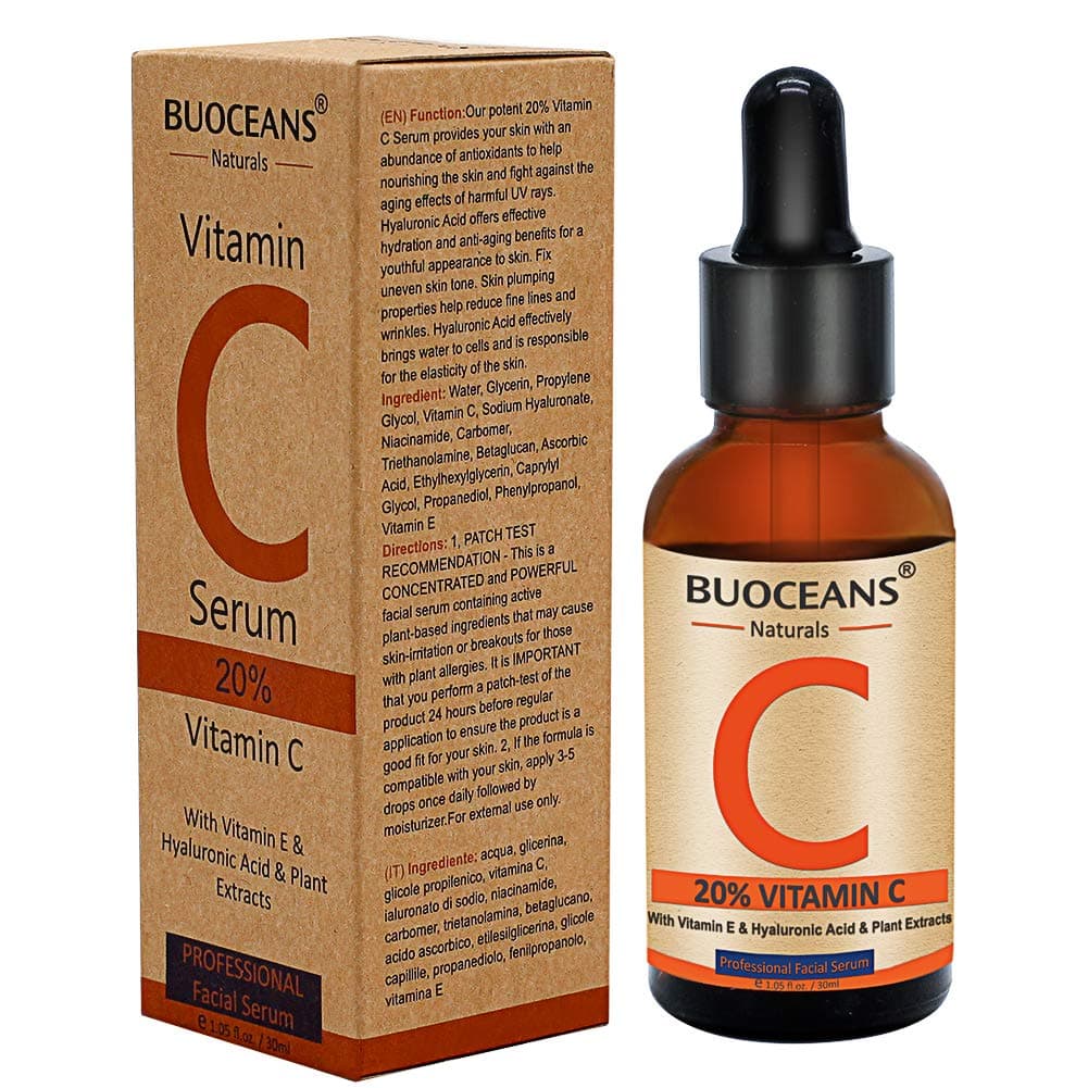 Vitamin C Serum For Face, Topical Facial Serum With Hyaluronic Acid, Vitamin E, Best Organic Anti Aging Anti Wrinkle Moisturizer Serum For Face, Neck Decollete, 1 fl oz