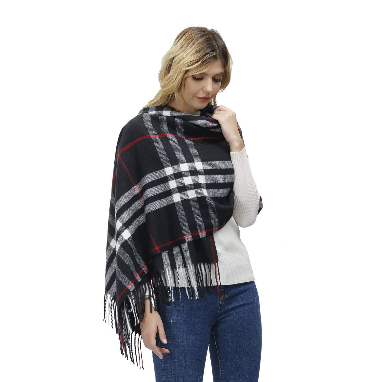 Coloris Edition Soft Blanket Scarf for Women Stylish Winter Warm Plaid Shawl Oversize Cozy Cashmere Womens Scarves