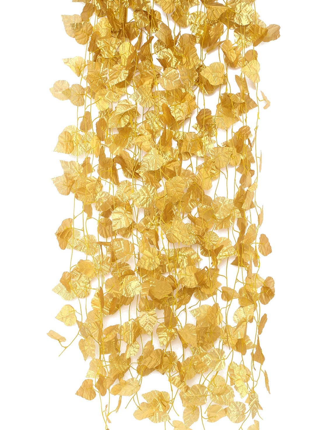 Artificial Golden Grape Leaves Vine Fake Hanging Garland Plants Greenery Ivy for Wedding Party Garden Outdoor Christmas Decoration Pack of 12