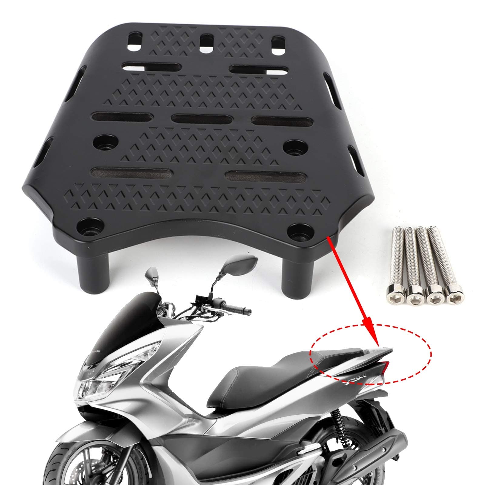 QiiluMotorcycle Rear Luggage Rack Holder Shelf for PCX 125 150 2014-2019 CNC Aluminum Alloy
