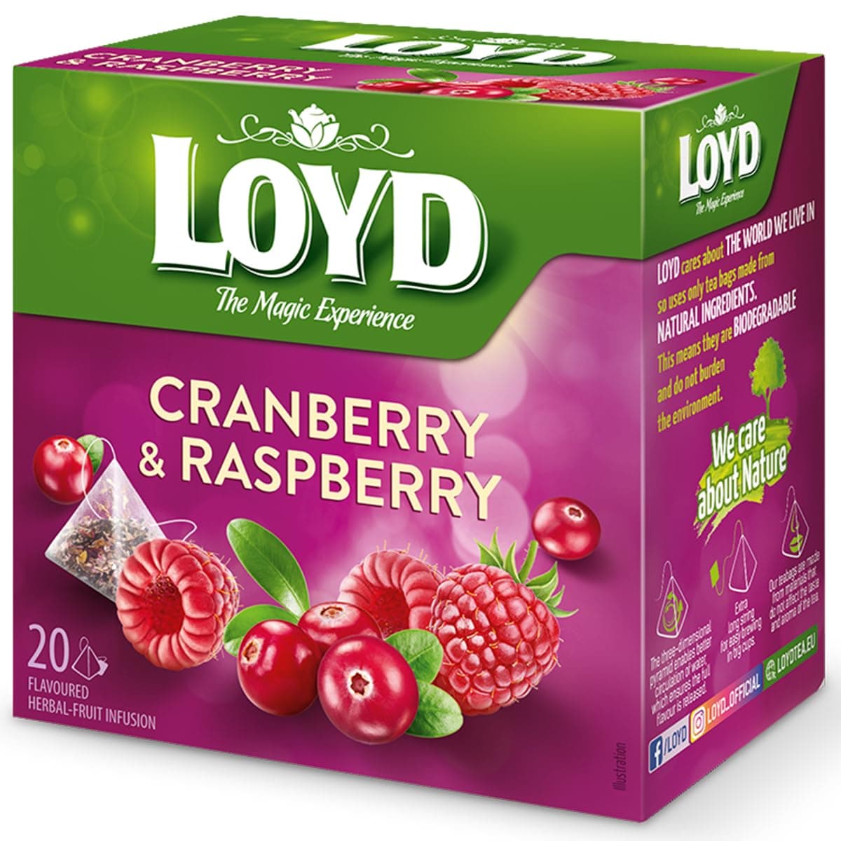 Cranberry & Raspberry Flavoured Herbal-Fruit Tea, 20 Teabags