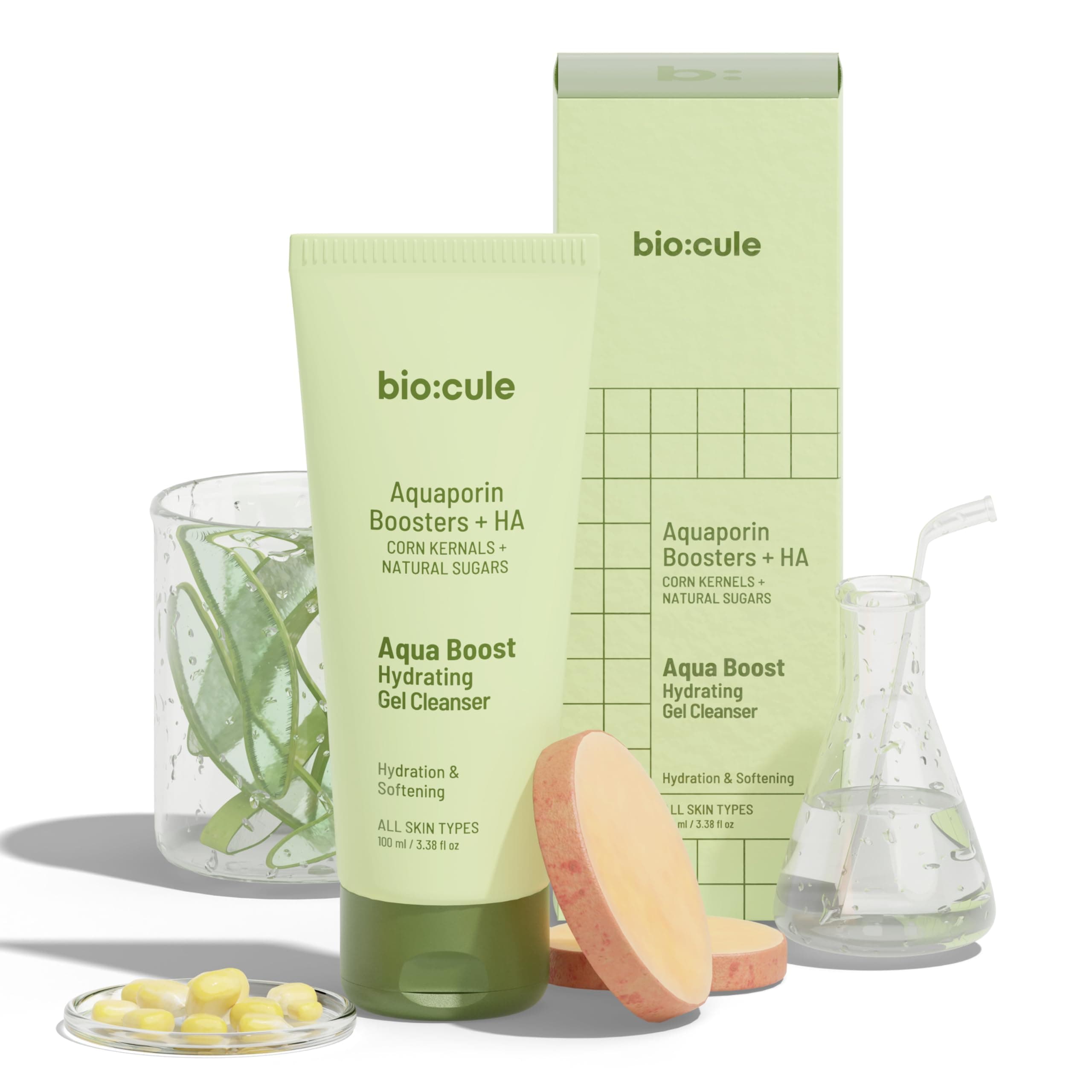 biocule Aqua Boost Hydrating Gel Cleanser with Natural Hyaluronic Acid & Aquaporin Boosters for Long Lasting Hydration, Sulphate Free Gentle Face Wash for All Skin Types, 100ml
