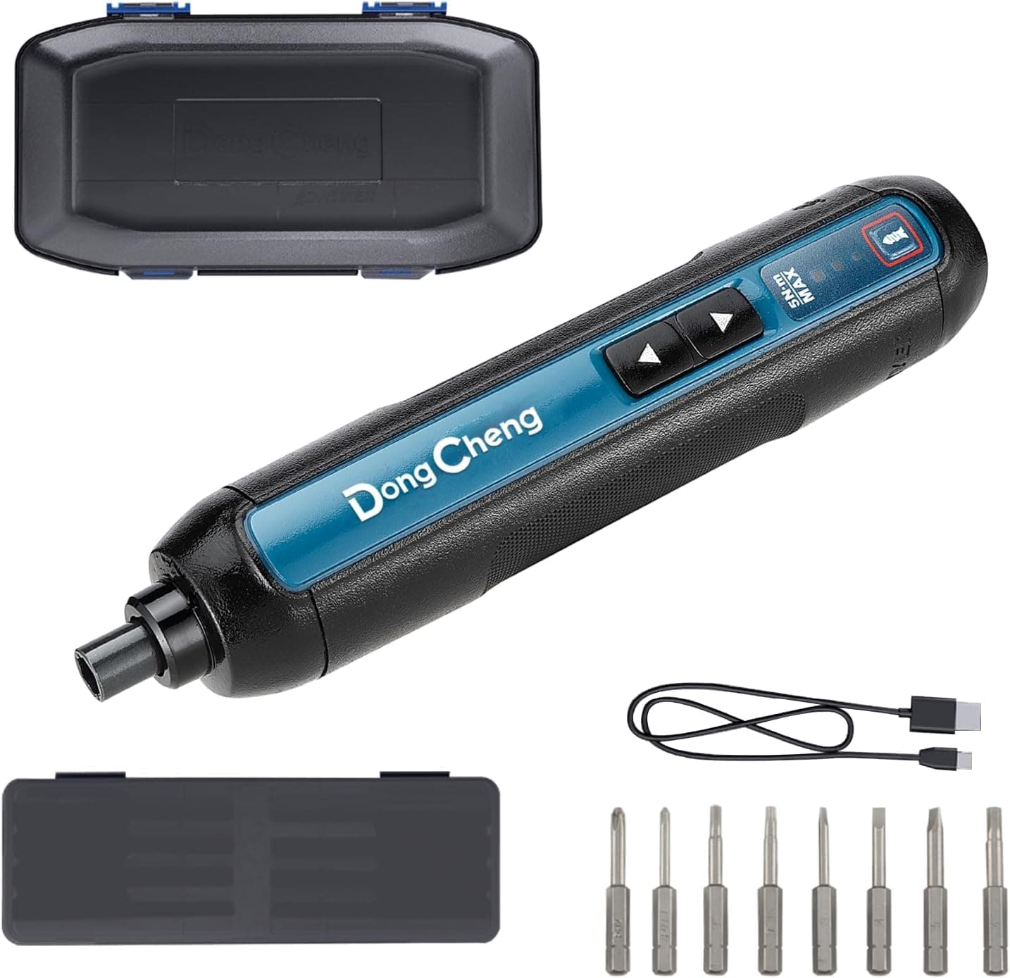 Dong Cheng Rechargeable 4V Electric Screwdriver Set, 2000mAh Battery Cordless Power Screwdriver, 5N.m, 300RPM, 8 Magnetic Screw Bits, 3 Torque Setting, Dual LED Lights for DIY Projiects, Home Repairs