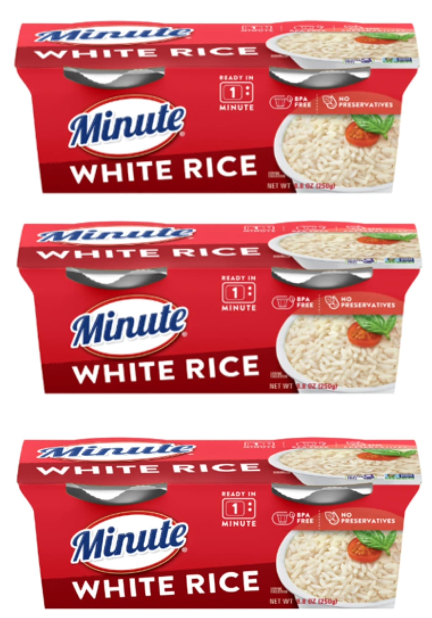 Vending 2 U Minute Ready to Serve White Rice, Quick and Easy Cups, 4.4 oz, 2 Ct - Pack of 3