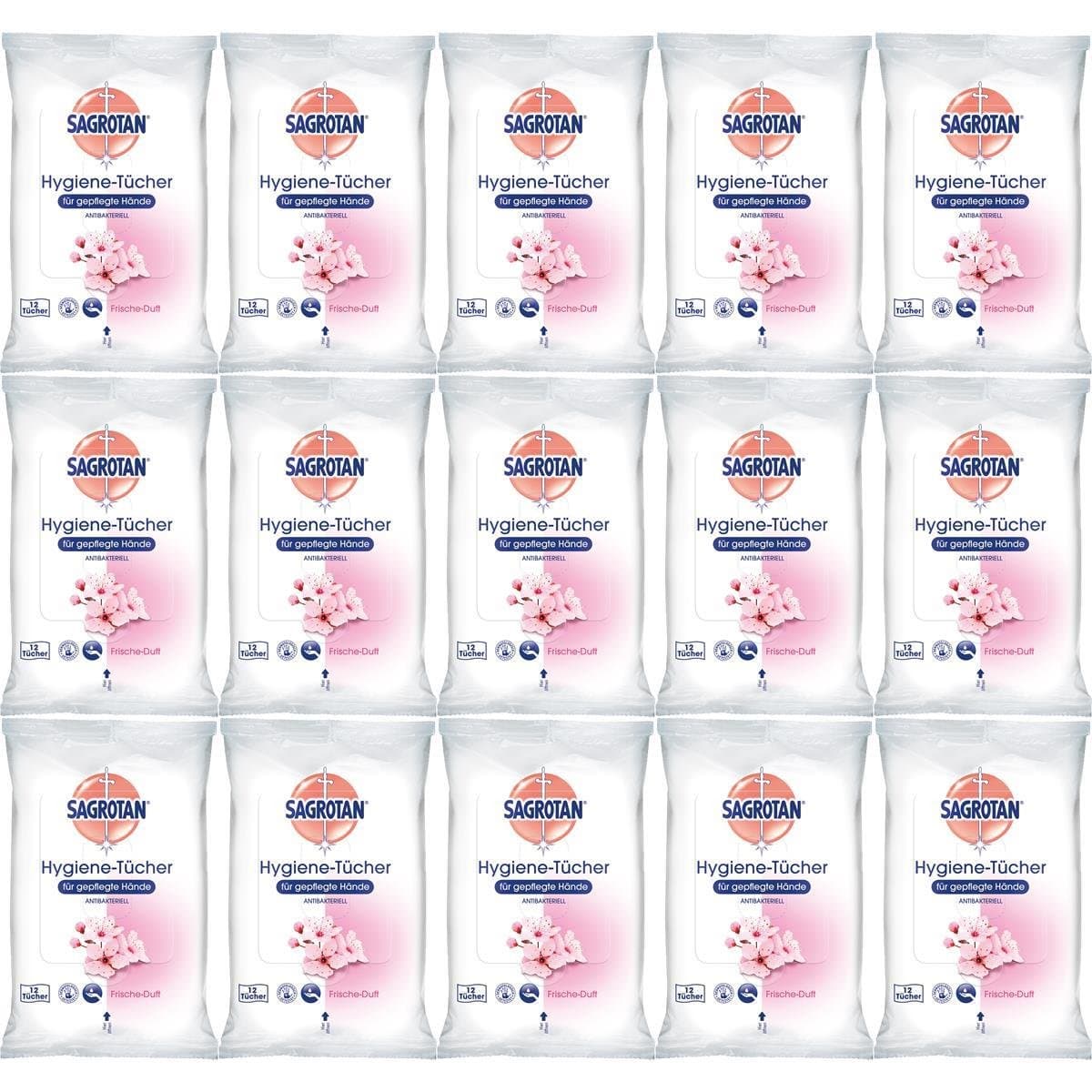 Sagrotan hygiene wipes 15 x 12 pieces (pack of 180)