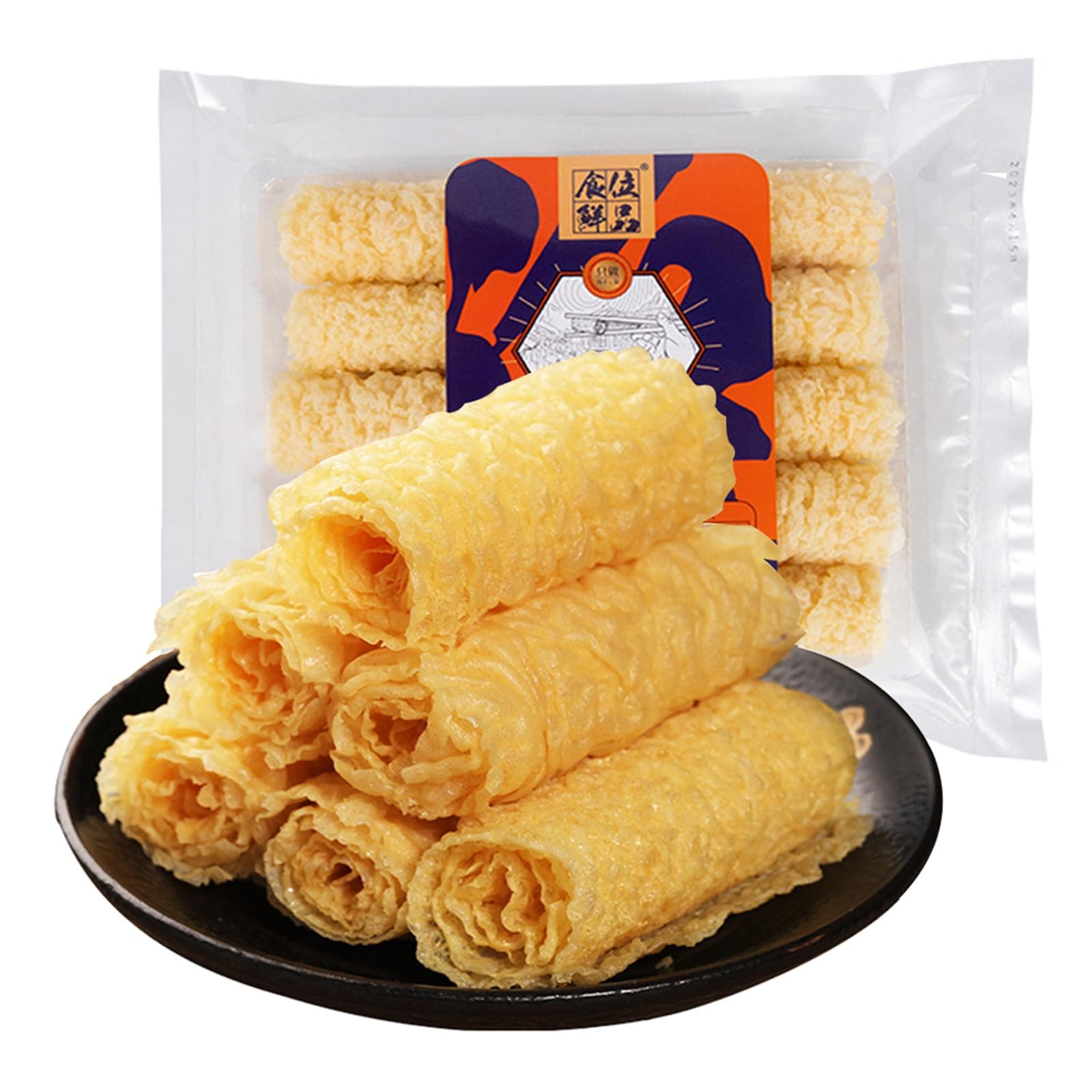 SXET Dried Tofu Skin, Crispy Tofu Skin Rolls, Golden Bean Curd Rolls, 120g/4.23oz per Pack 响铃卷 炸豆皮卷 (Pack of 1)