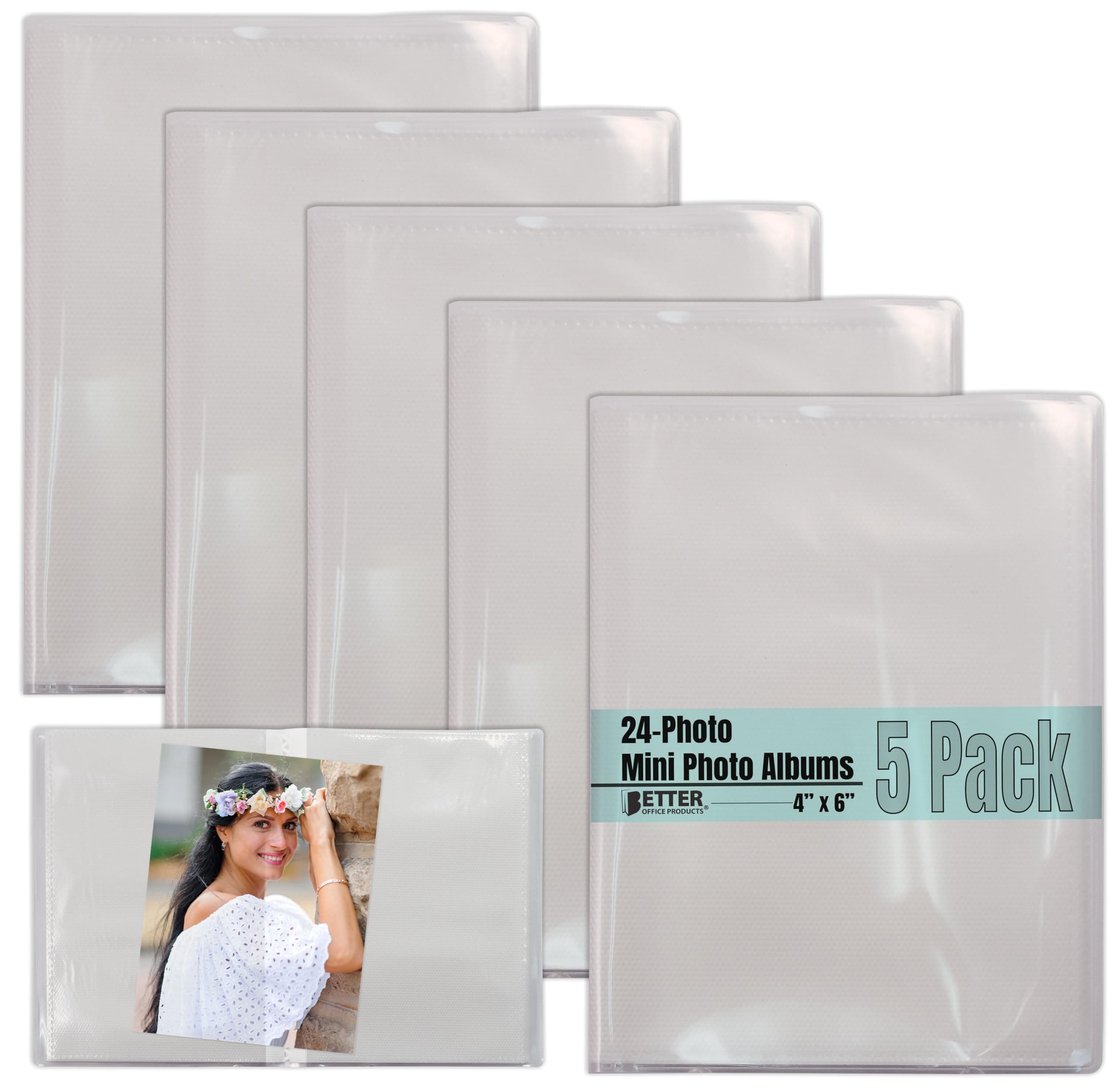 24 Photo Mini Photo Album, 4 x 6 Inch, Pack of 5, Clear View Cover, Holds 24 Photos, 5 Pack
