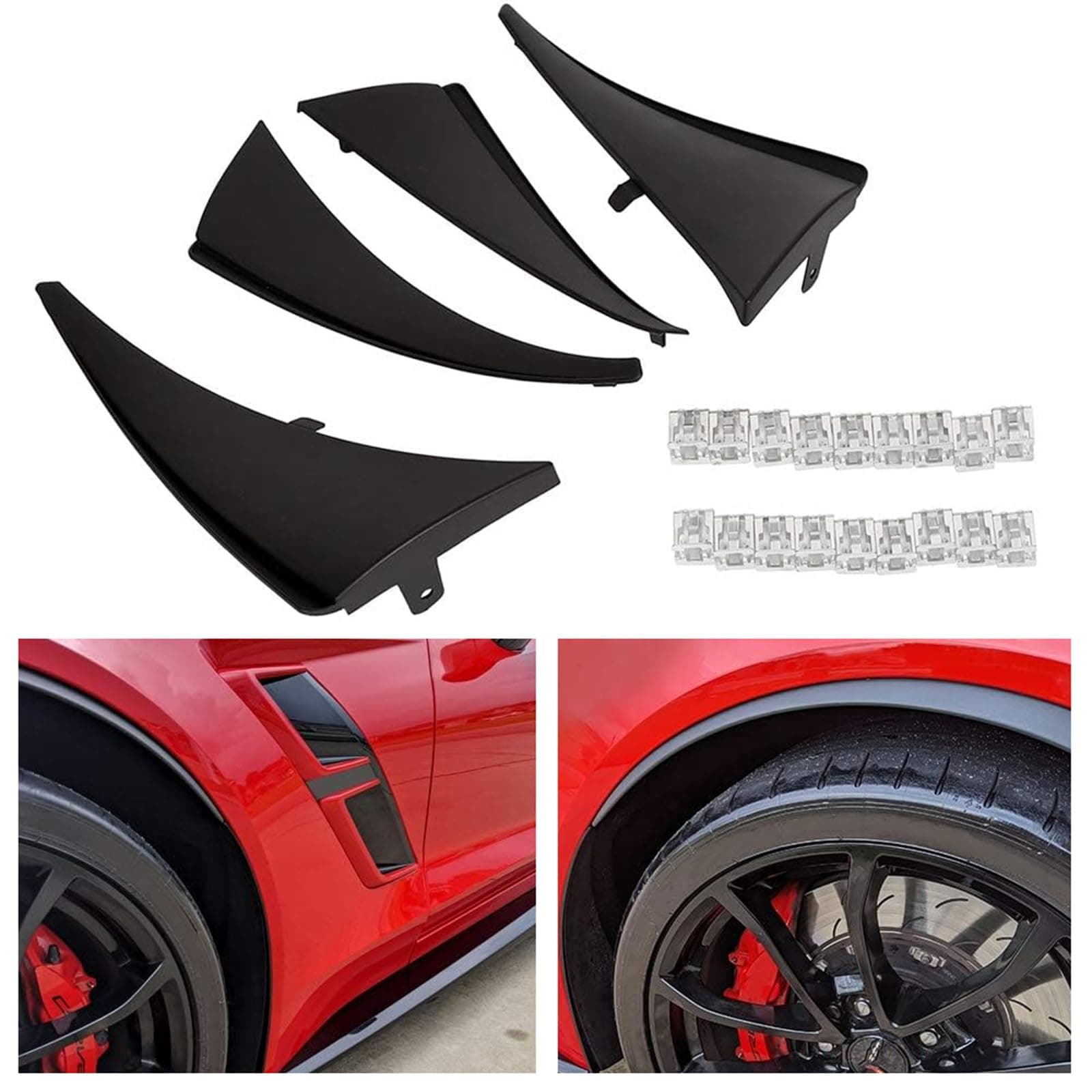 ECOTRIC Front & Rear Splash Guards Mud Flaps for 2014-2019 C7 Corvette Stingray GM