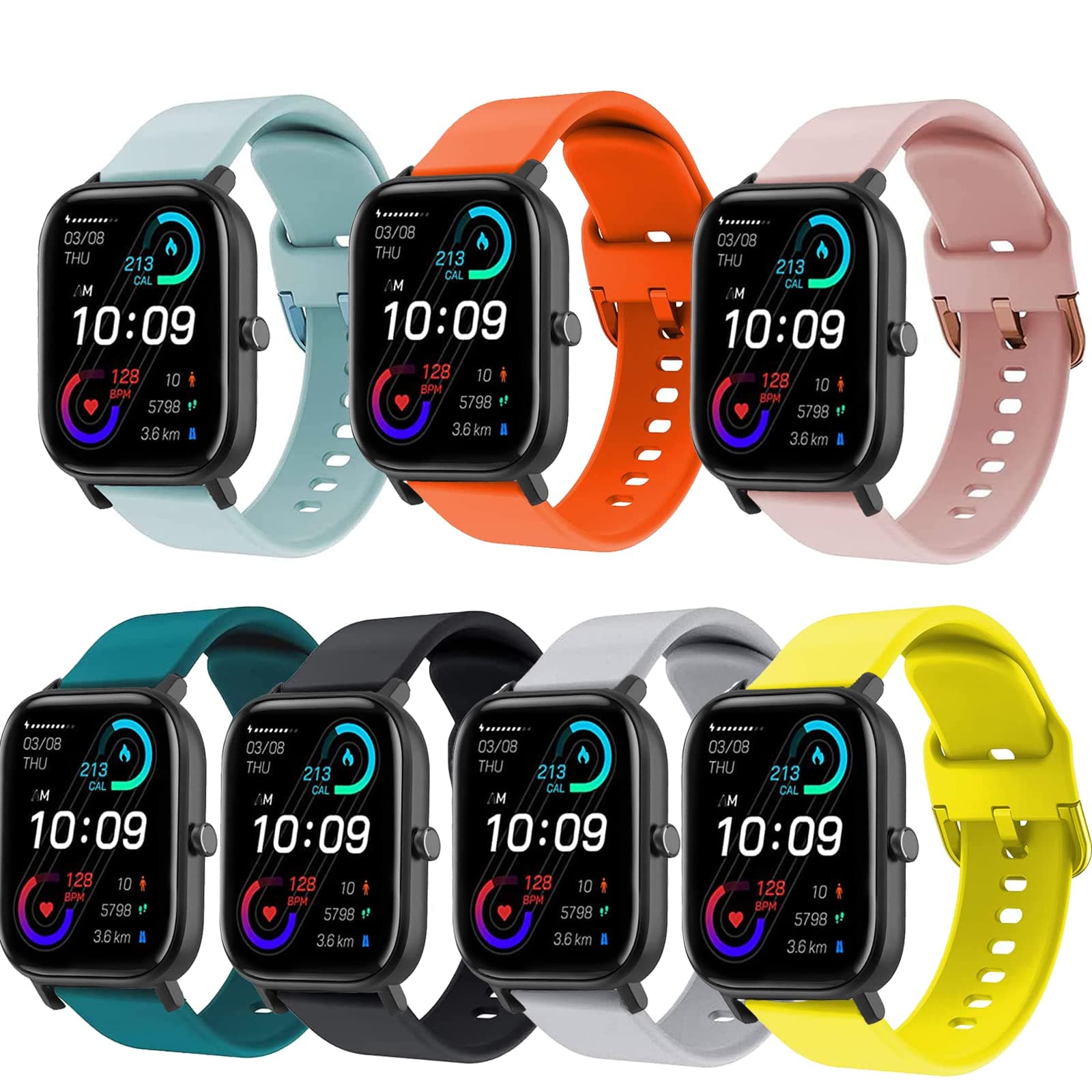 Straps Compatible with Amazfit GTS - 20mm Watch Strap for Amazfit GTS 2/ 2 Mini/ 2e/ Amazfit Bip/ Bip Lite, Silicone Replacement Wristband fit for Amazfit GTR 42 mm. (3pack)