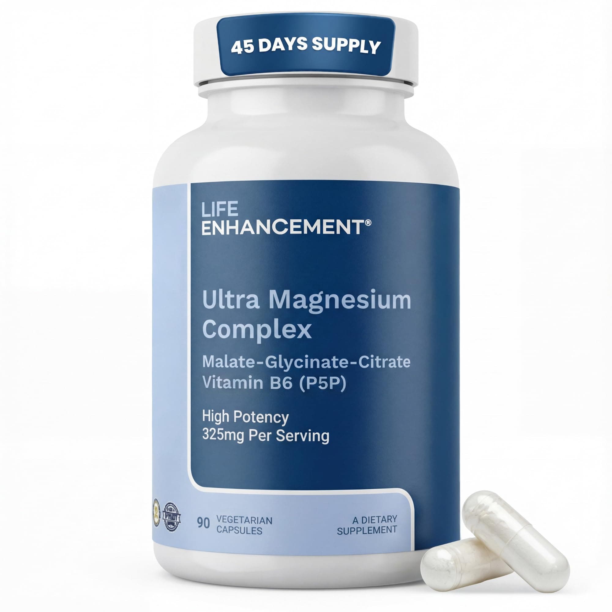 Life Enhancement Magnesium Triple Complex Supplement: with Glycinate, Malate, and Citrate. Enhance Sleep and Brain Function Naturally. 90 Capsules