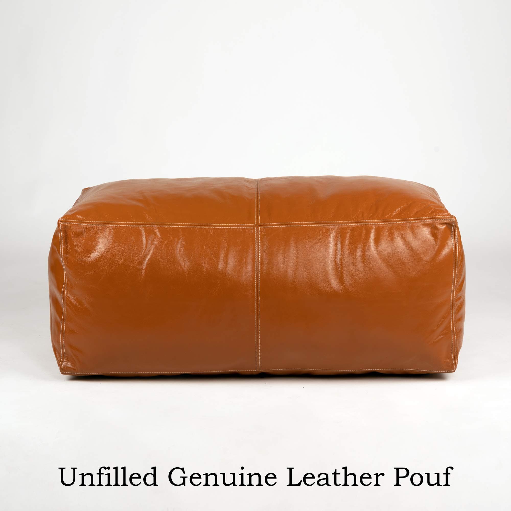 Magus Designs Tan Color Leather Rectangle Unfilled Morrocan Pouf Cover