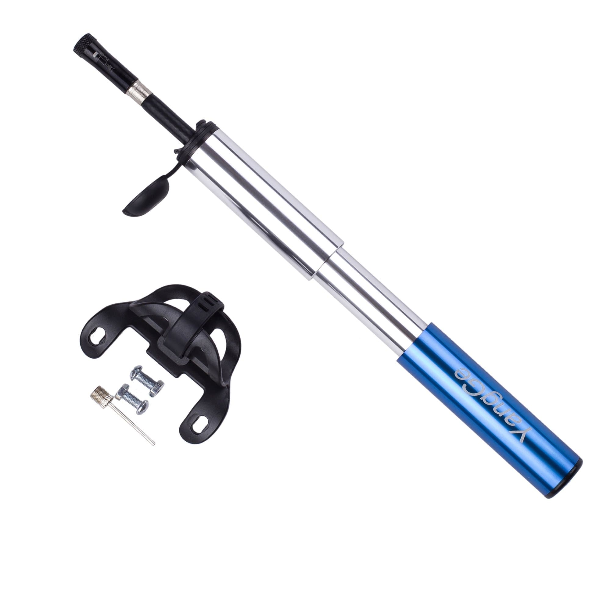YangGe Mini Bike Pump, Portable Cycle Frame Pump, Mini Bicycle Tire Pump for Road, Mountain,Hybrid & BMX Bikes - Fit Presta & Schrader Valve, Soccer Ball Needle Included-Blue