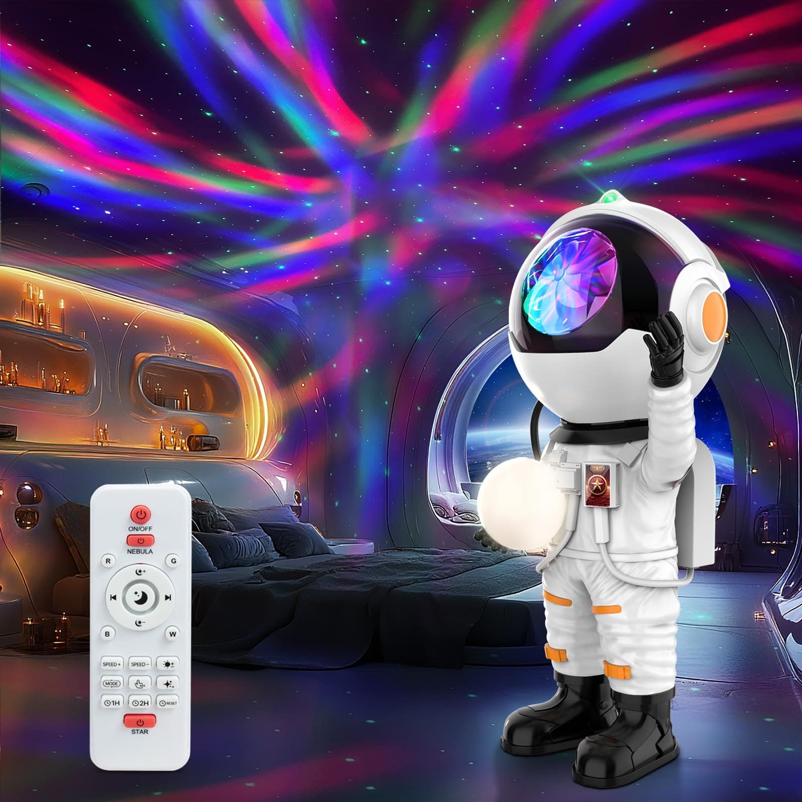 - Rossetta Astronaut Galaxy Projector, Star Projector for Bedroom, LED Night Light for Kids Room with Timer and Remote, Room Decor Aesthetic, Home Decor, Gifts for Adults, Teens, Christmas, Birthday