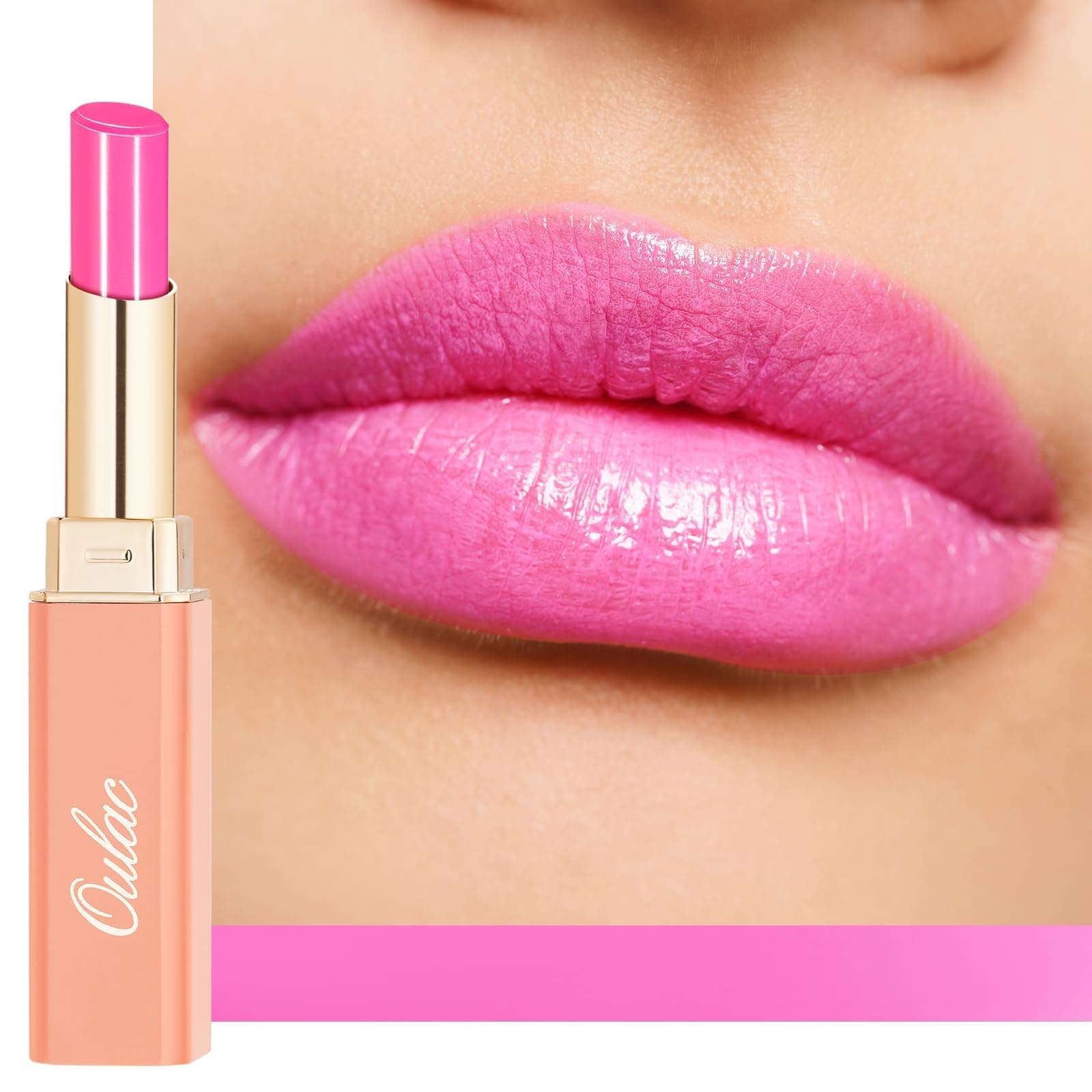Moisturizing Shine Pink Lipstick for Women - 2 in 1 Glossy Bright Pink Tinted Lip Balm, Hydrating Winter Lipstick for Dry Lips,Shine Juicy Finish Vegan 2.2g/0.07oz (15)