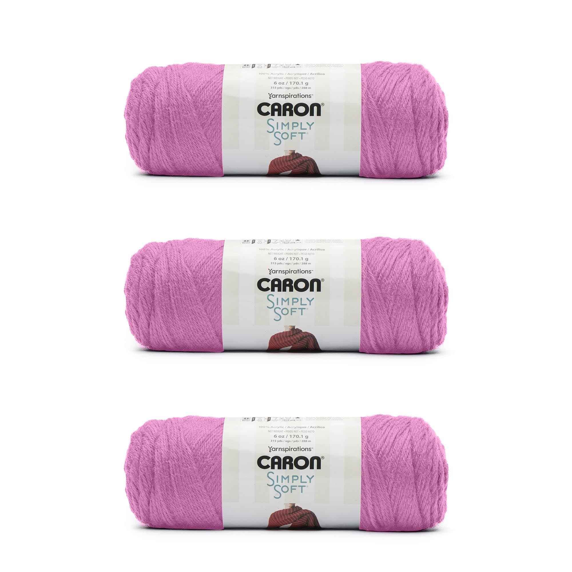 Caron Simply Soft BlackBerry Yarn - (Pack of 3) of 170g/6oz - Acrylic - 4 Medium (Worsted) - Knitting/Crochet