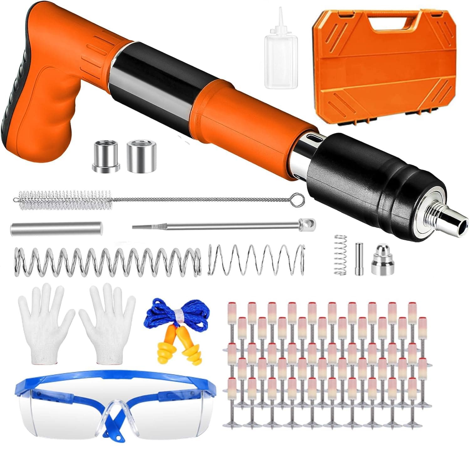 TUOSTART Manual Mini Steel Nail Gun, 5 Gears Adjustable Bolt Shooting Device, Wall Nail Gun with 200 Round Nails, Concrete Wall Nailer, Classic Style