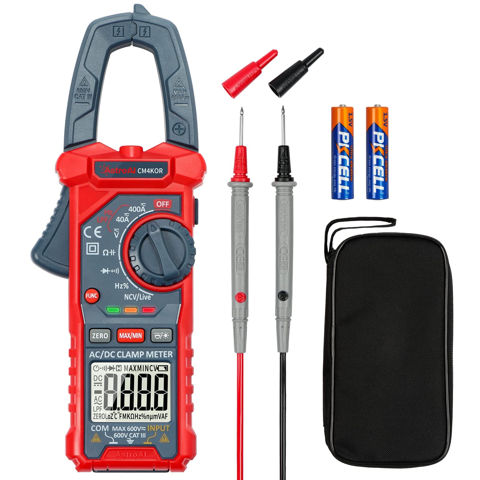 Digital Clamp Meter Multimeter 4000 Counts Auto-ranging Amp Tester Measuring AC/DC Voltage & Current, Resistance, Capacitance, Frequency, Continuity, Live Wire Test, NCV Detection