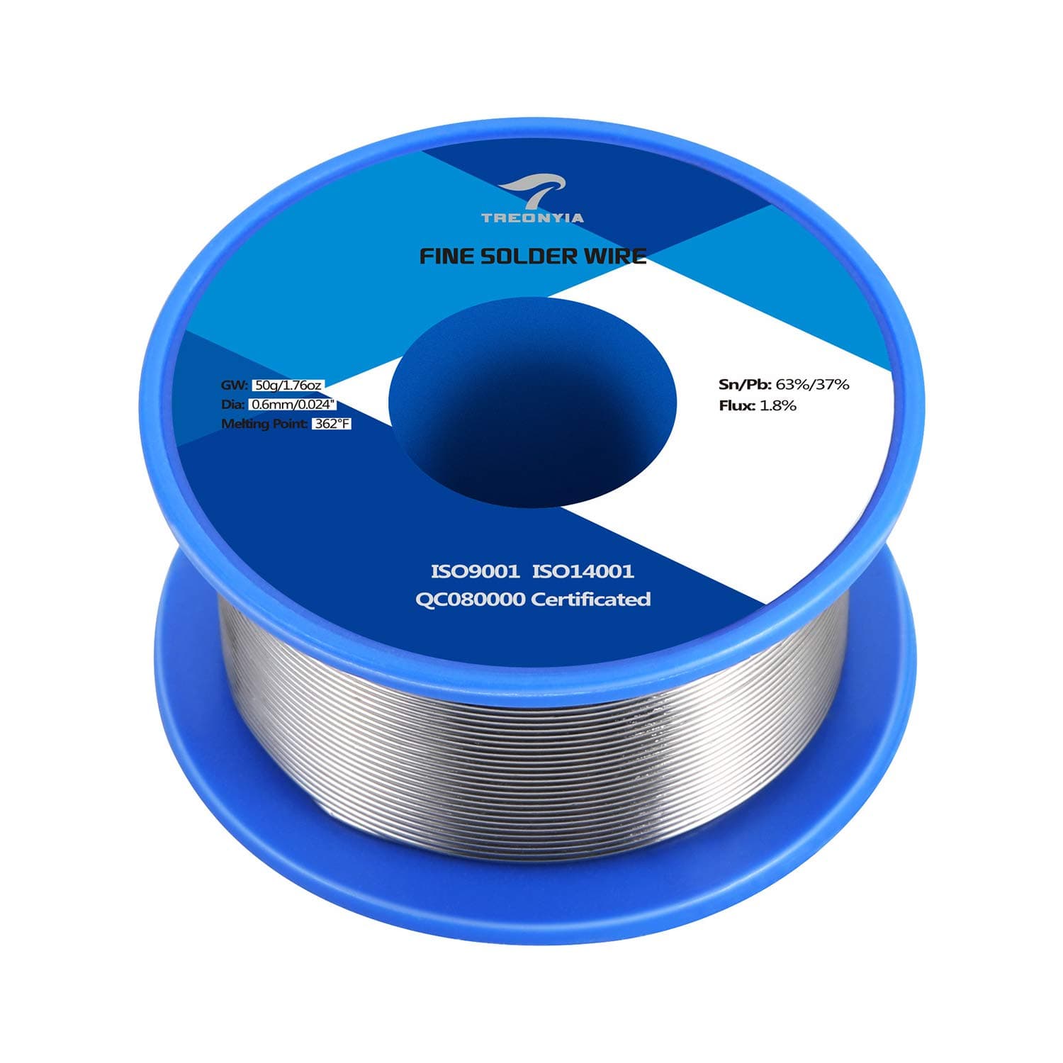 TREONYIA 63-37 Tin Lead Rosin Core Solder Wire (0.6mm 50g) Electrical Soldering Wire - 0.0236 inches, 0.11lbs