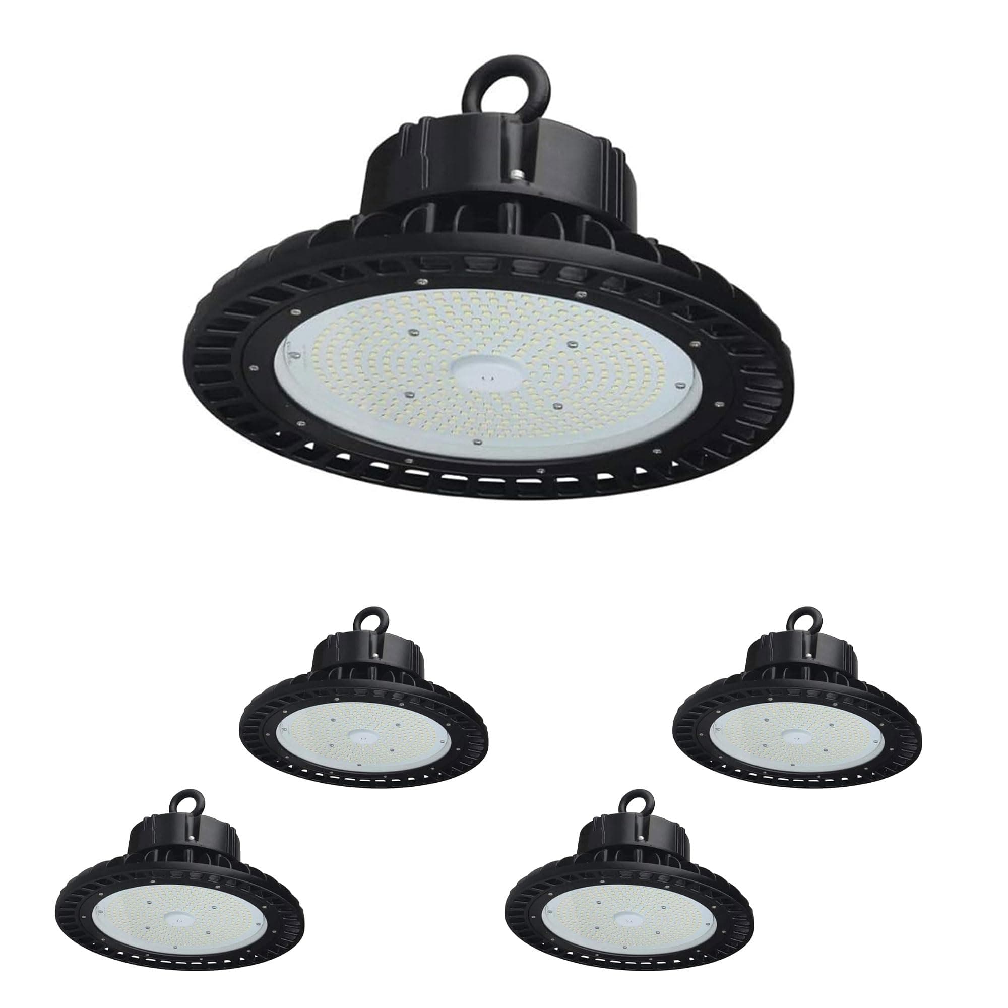 LEDMyplace 150 Watt UFO High Bay Light for Commercial Use, 5700K Cool White, 1-10V Dimmable, 21750 Lumens, IP65 Waterproof Lighting Fixture for High Ceiling Area, Workshop, Garage, Factory, Pack of 5