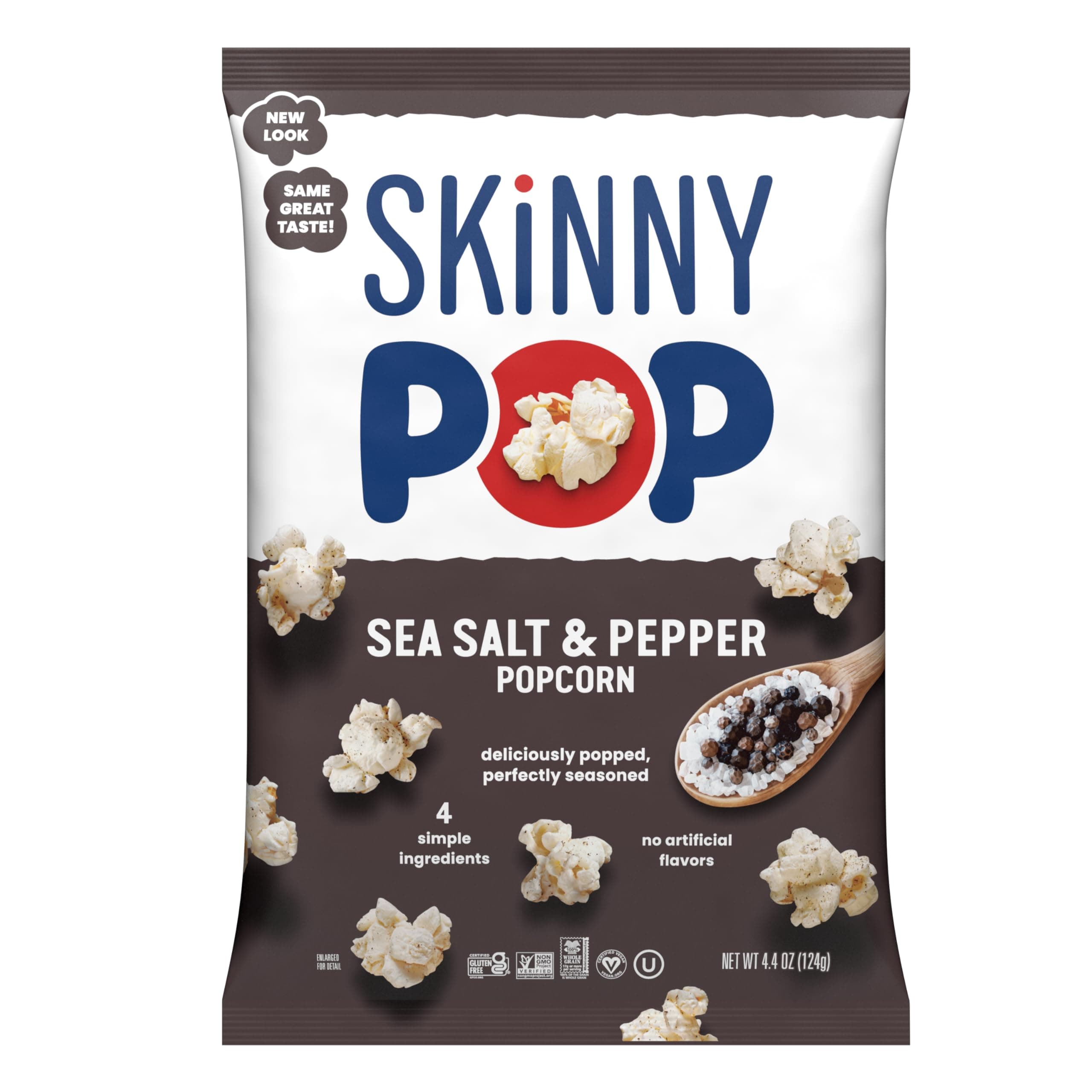 Popcorn, Sea Salt & Pepper, Whole Grain, Dairy-Free Snack, 4.4oz Bag