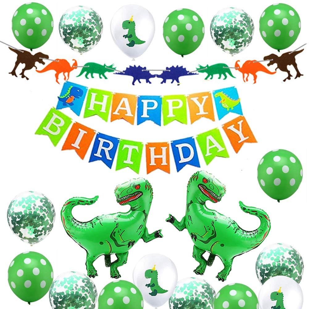 Sharlity Dinosaur Birthday Party Decorations for Kids-Dinosaur Happy Birthday Banner,Dinosaur Garland,Super Cool Dinosaur Foil Balloons And Latex Balloons For Children Birthday Gifts