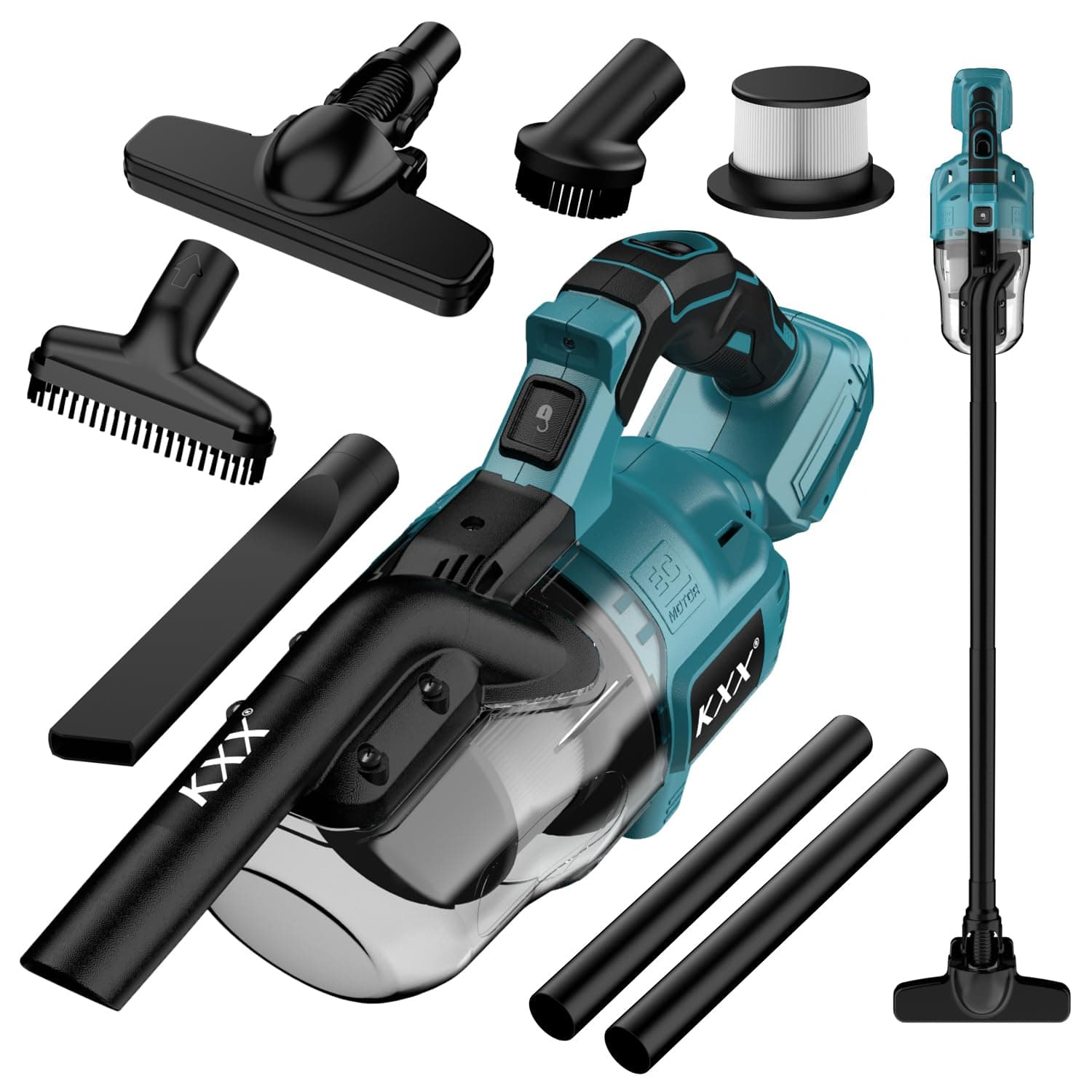 KXX Cordless Vacuum for Makita 18V Max Battery, Handheld Electric Power Vacuum Cleaner with Brushless Motor, Low Noise Cordless Handheld Vacuum for Hardwood Floor Carpet Pet Hair Car (No Battery)
