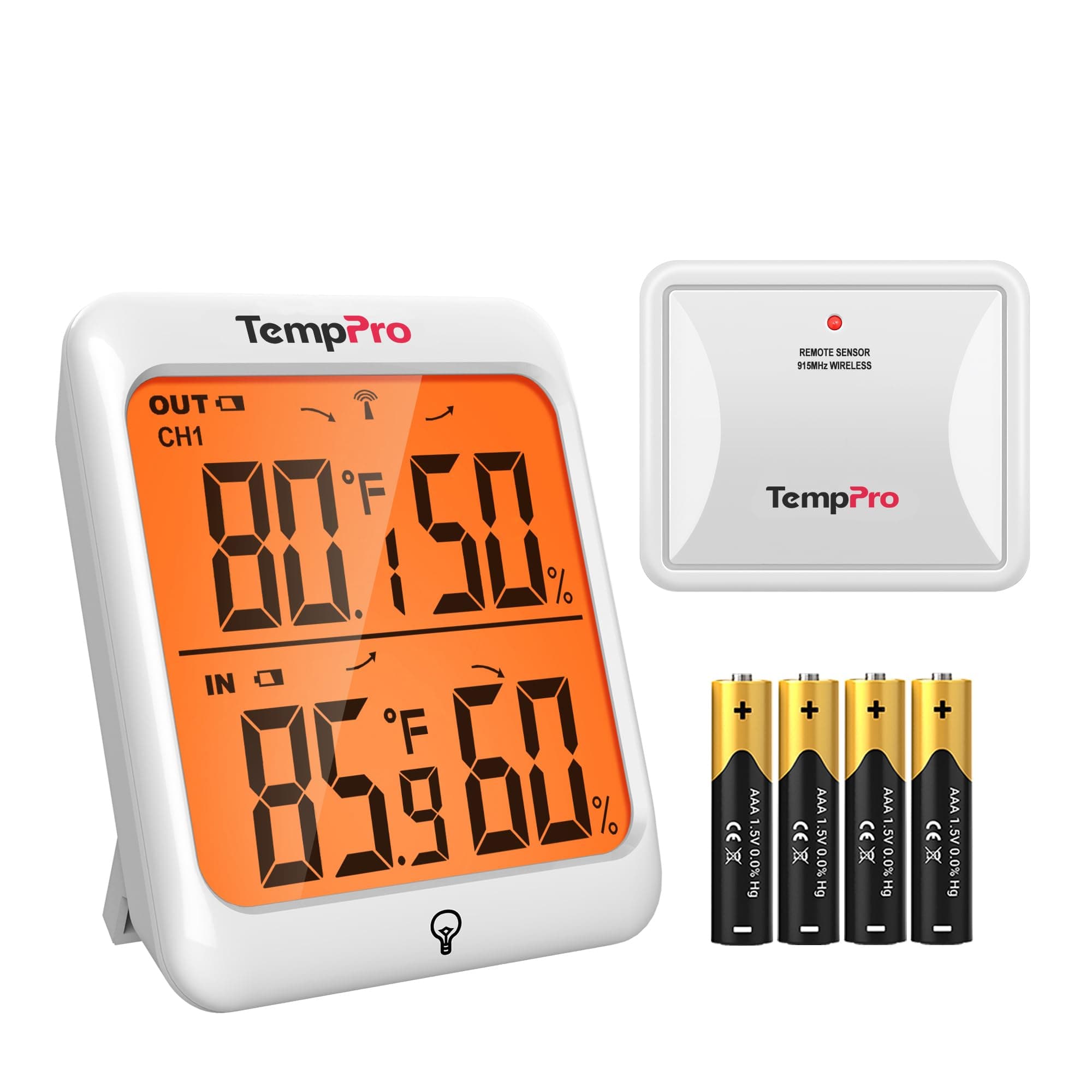 ThermoPro TP63A Waterproof Indoor Outdoor Thermometer Digital Wireless Hygrometer Humidity Gauge Temperature Monitor with Cold-Resistant Outdoor Temperature Thermometer, 200ft/60m Range